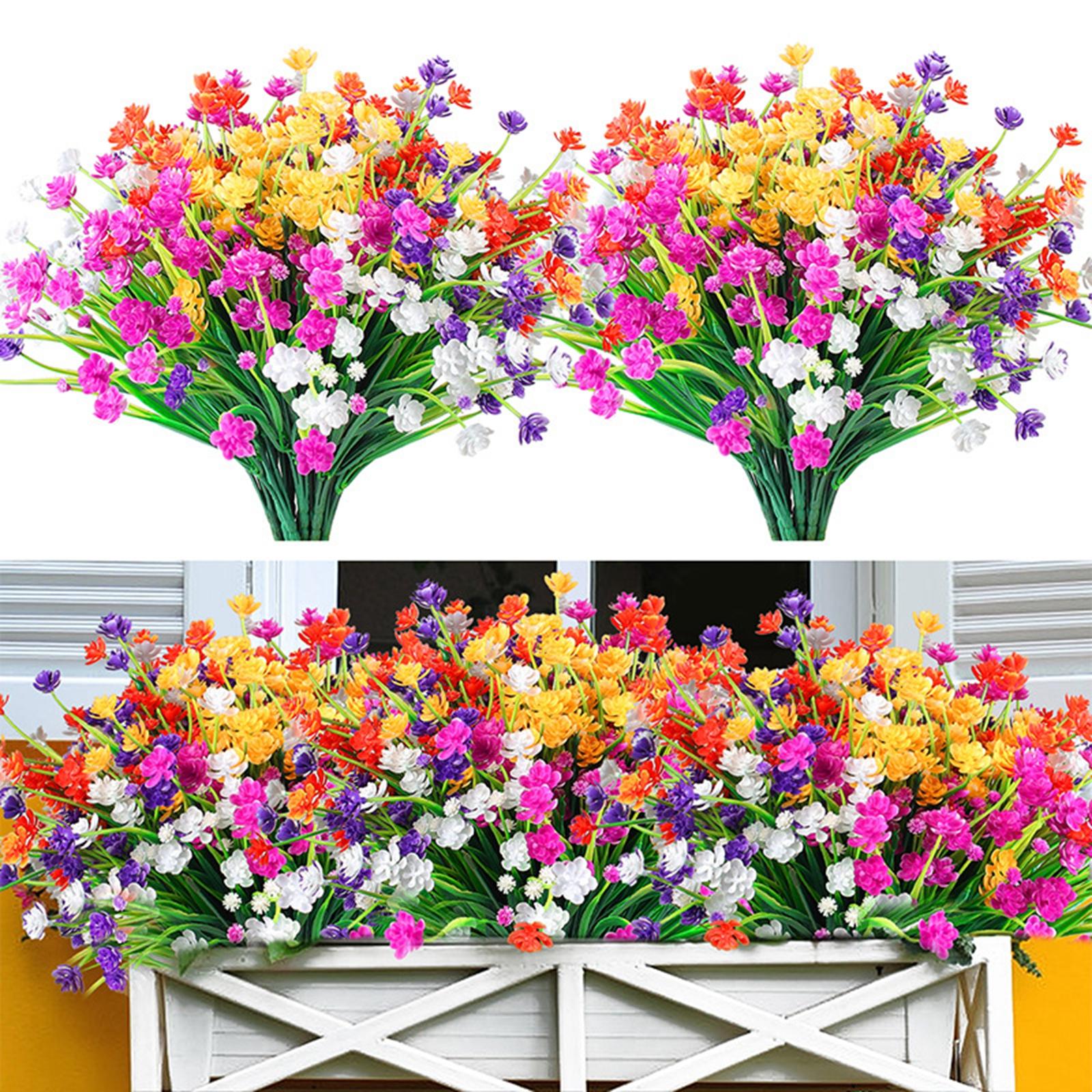 10 Pieces Artificial Flowers UV Resistant for Farmhouse Home Decoration