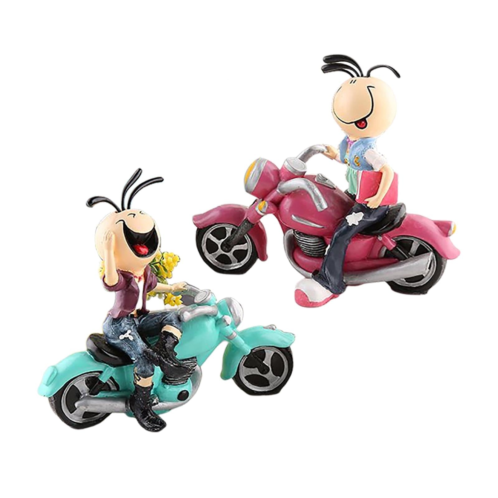 2Pcs Motorcycle Doll Statue Small Figurines for Tabletop Office Bedroom