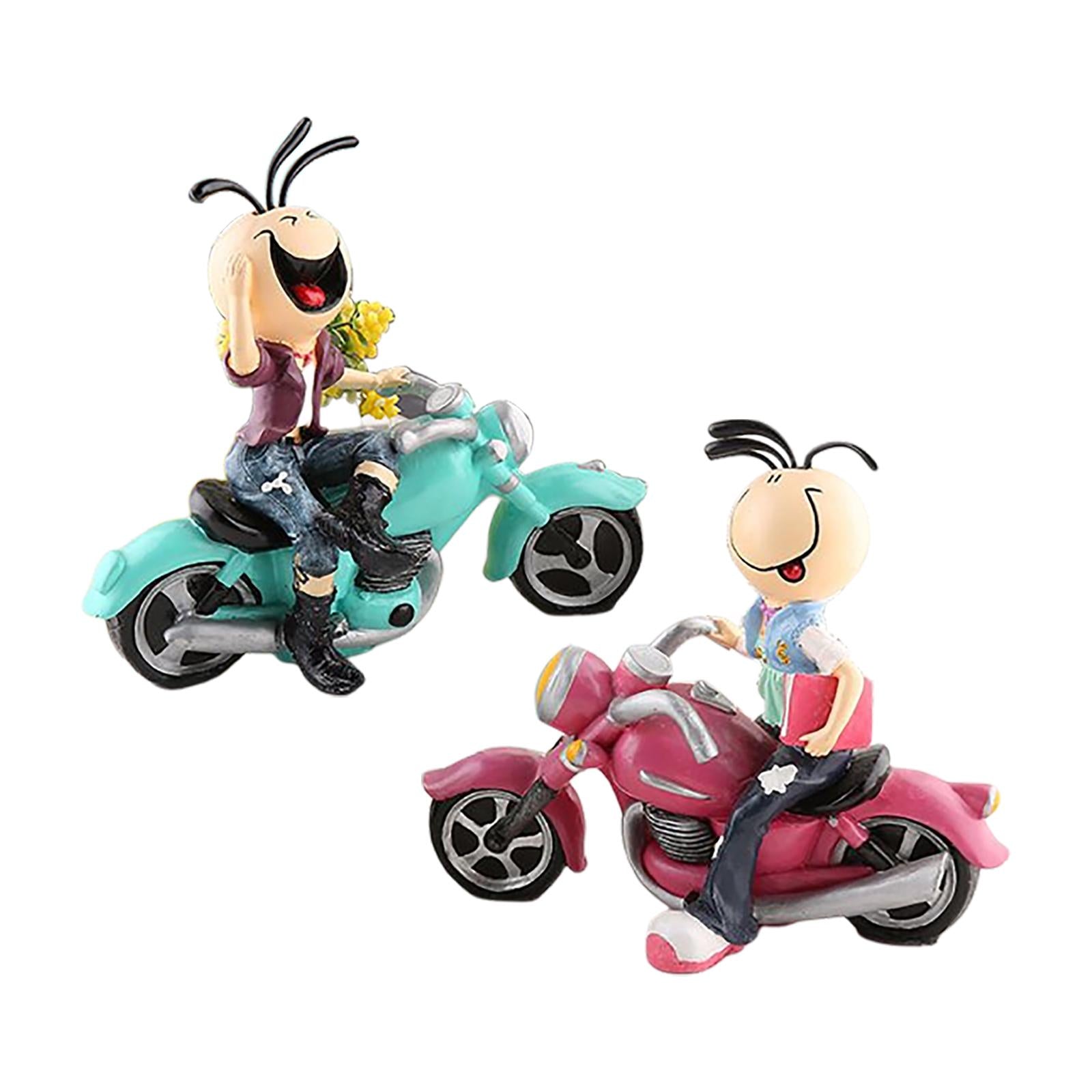 2Pcs Motorcycle Doll Statue Small Figurines for Tabletop Office Bedroom