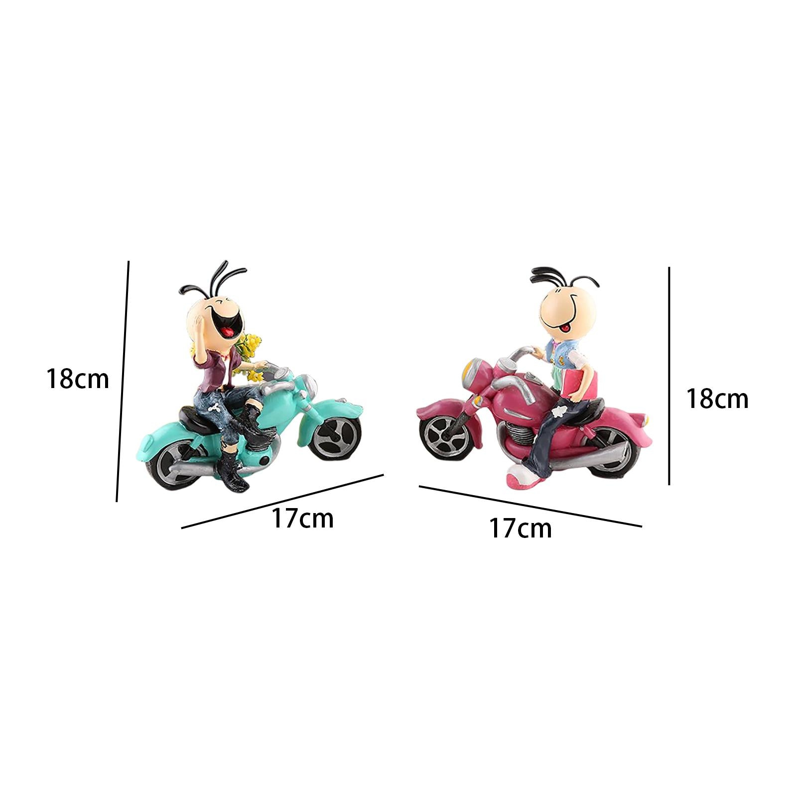 2Pcs Motorcycle Doll Statue Small Figurines for Tabletop Office Bedroom