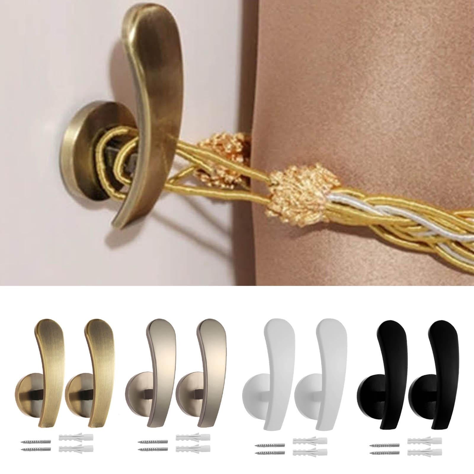 2Pcs Elegant Curtain Holdbacks Drapery Tieback Hooks for Home Decor Gold