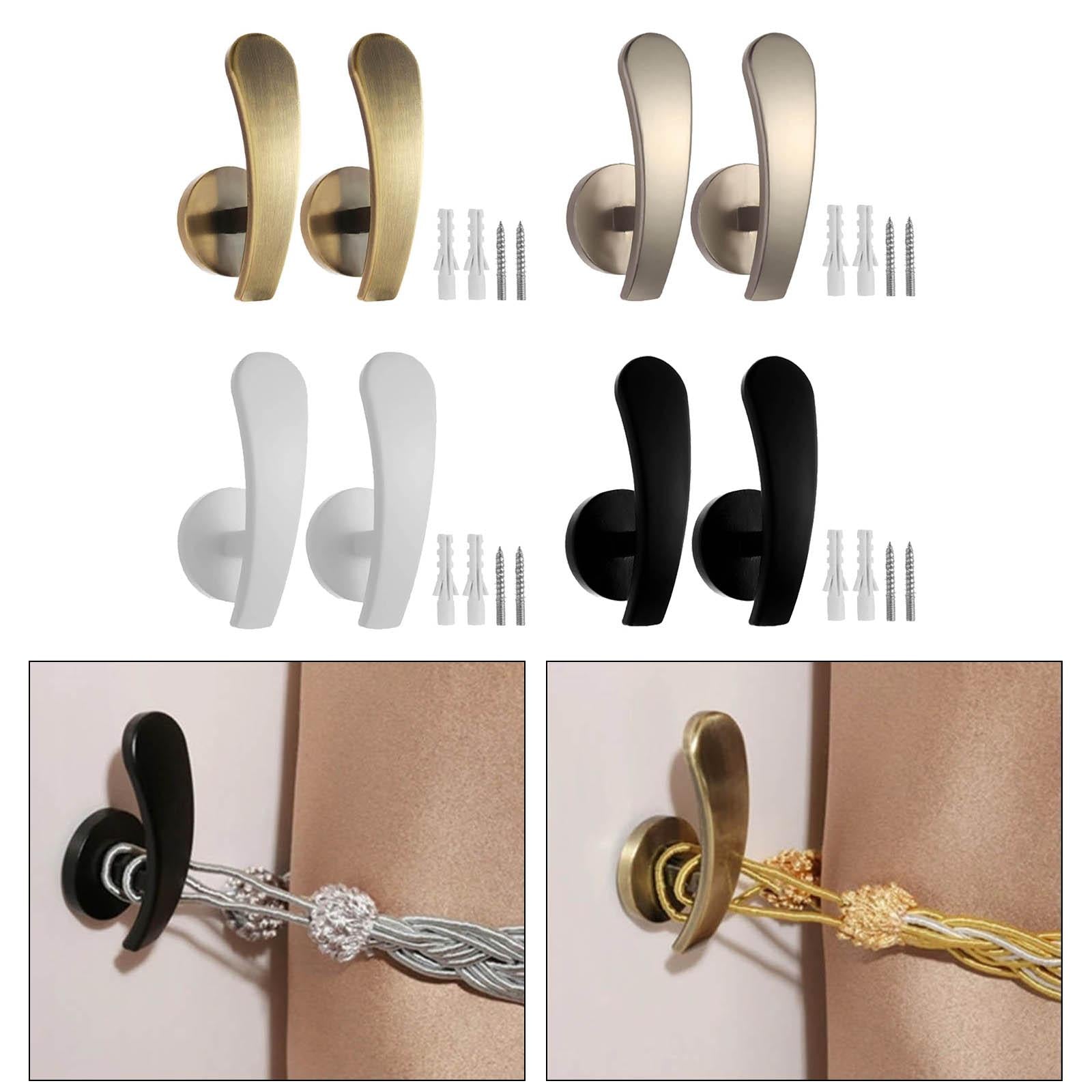 2Pcs Elegant Curtain Holdbacks Drapery Tieback Hooks for Home Decor Gold