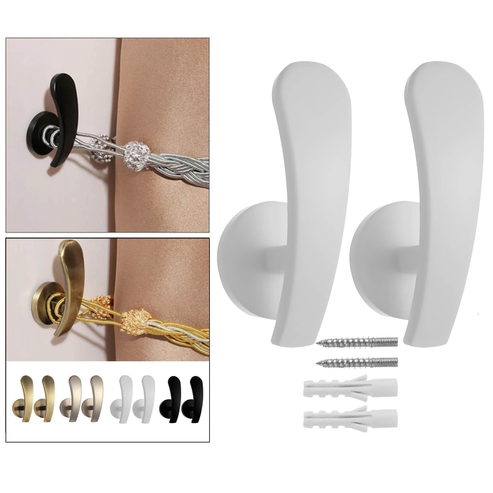 2Pcs Elegant Curtain Holdbacks Drapery Tieback Hooks for Home Decor White