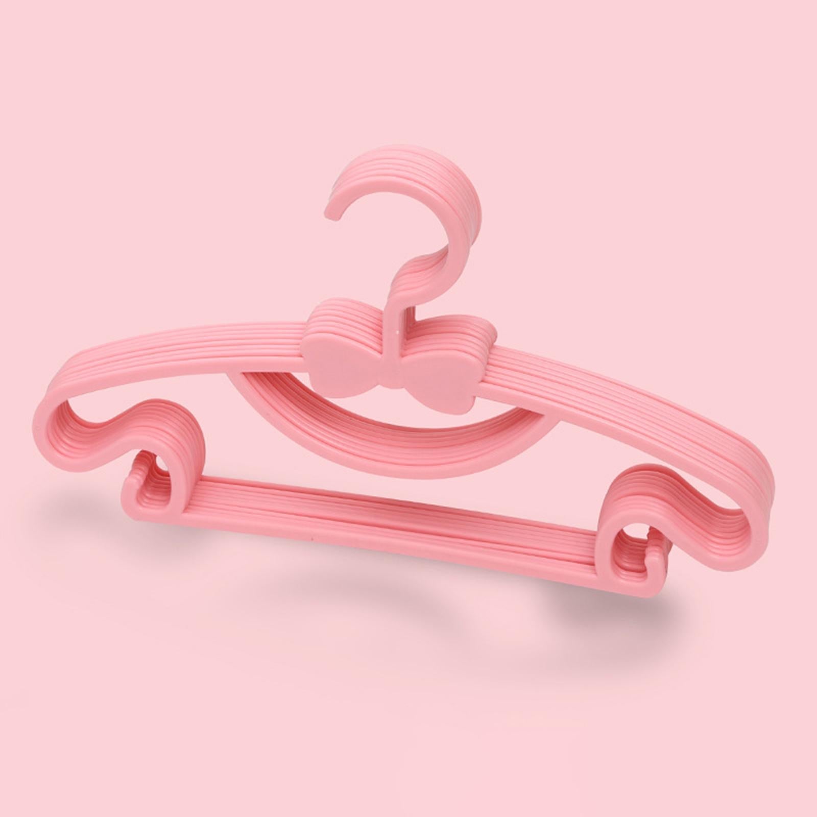 10x Kids Clothes Hanger Laundry Dryer for Clothes Shirts Dresses Pink