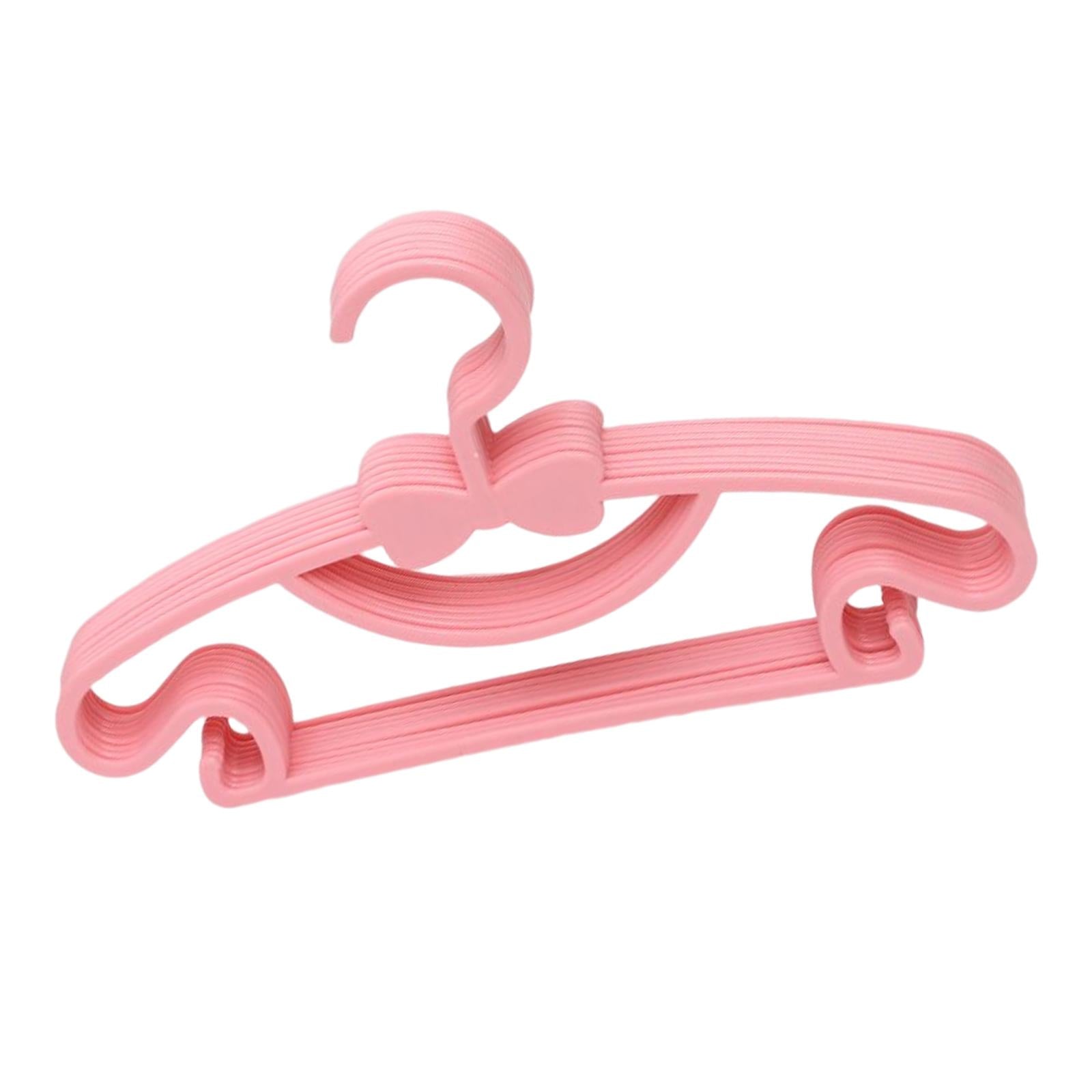 10x Kids Clothes Hanger Laundry Dryer for Clothes Shirts Dresses Pink