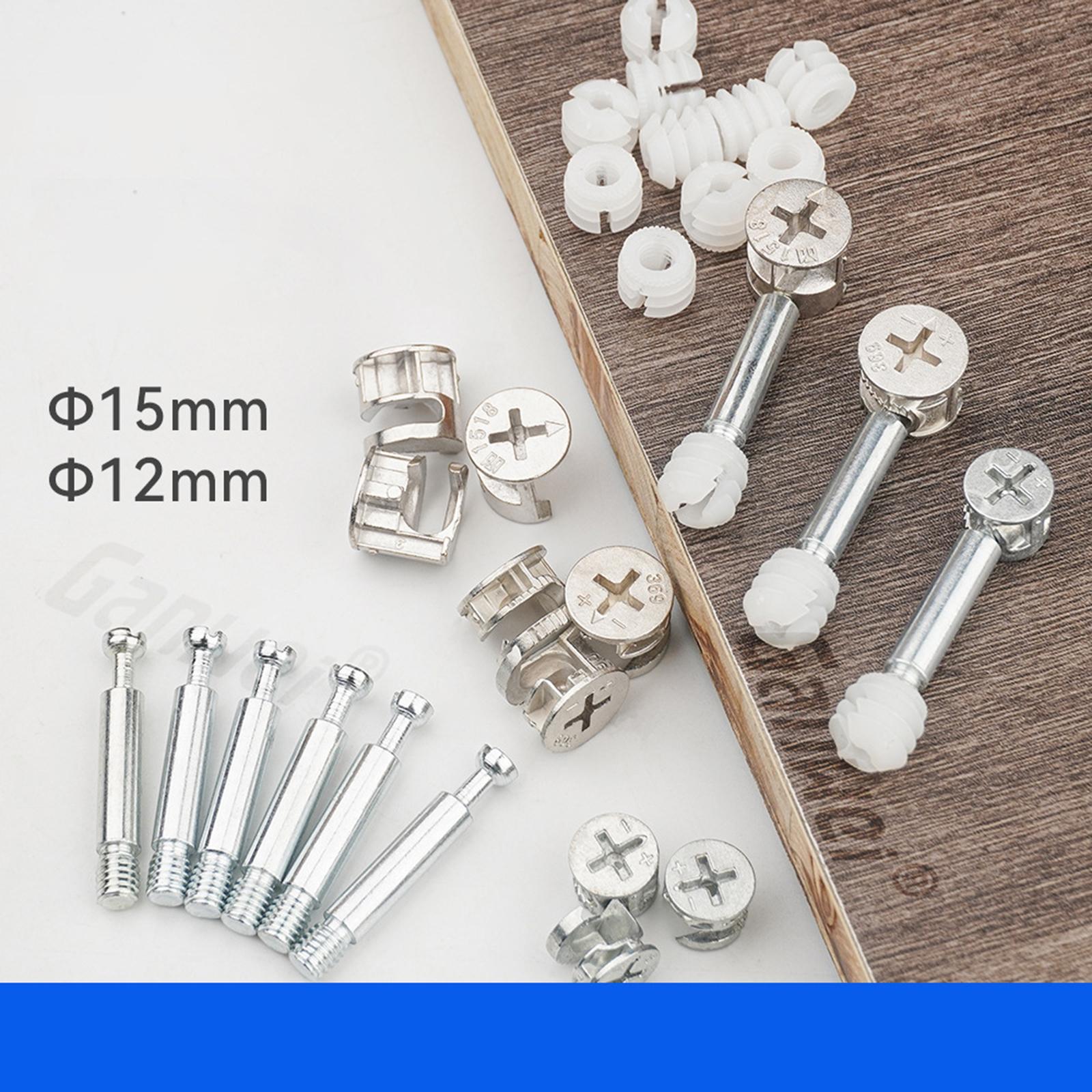 20 Sets Furniture Connecting Cam Fitting with Dowel Pre inserted Nut 3 in 1