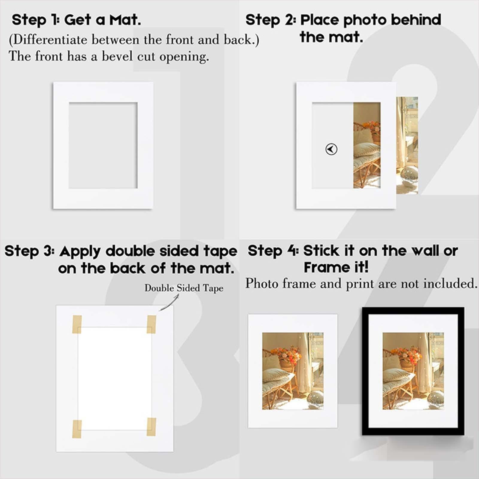 10Pc Pre Cut Mat Board Show Kit Picture Mats 11x14 for 8.5x11 Photo White"