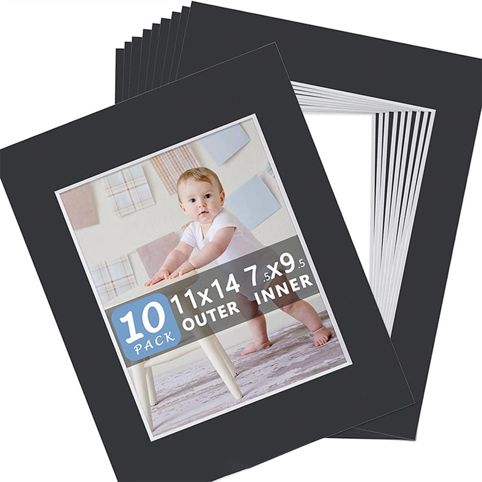 10Pc Pre Cut Mat Board Show Kit Picture Mats 11x14 for 8.5x11 Photo Black