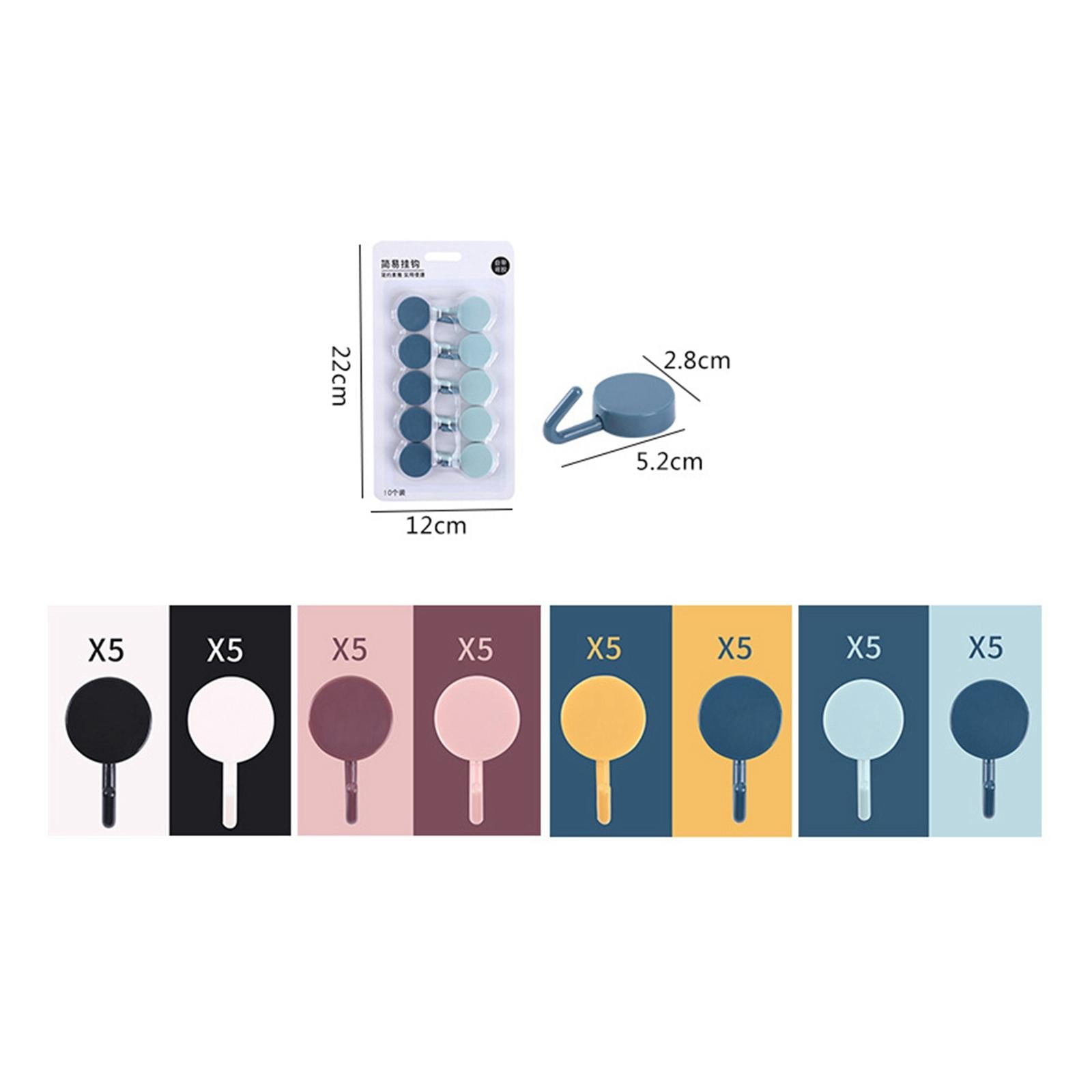 10Pcs Self Adhesive Hooks Waterproof Sticky Wall Hooks Light Blue Deep Blue