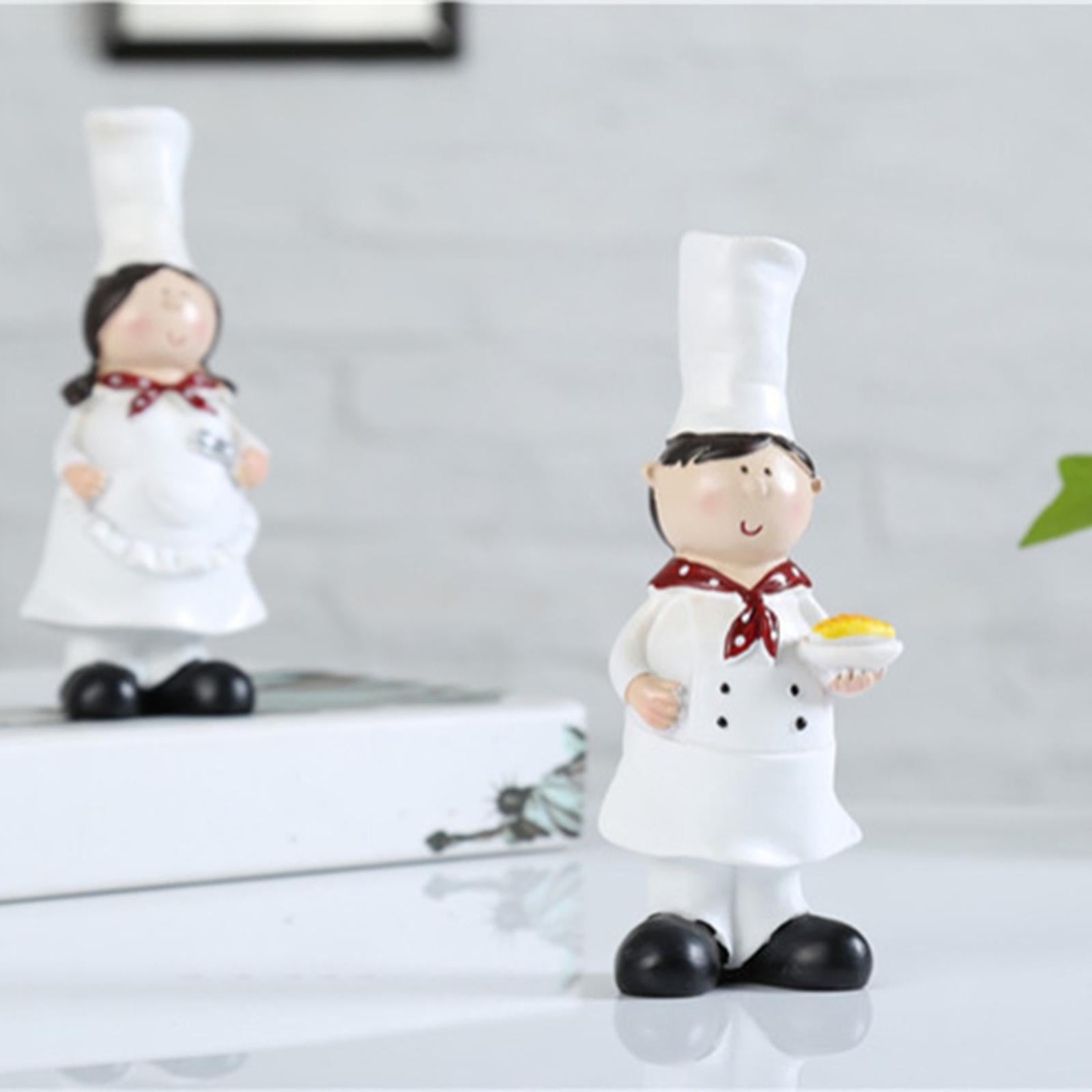 2 Pieces Couple Chef Figurine Sculptures Cook Statue Ornaments for Cottage