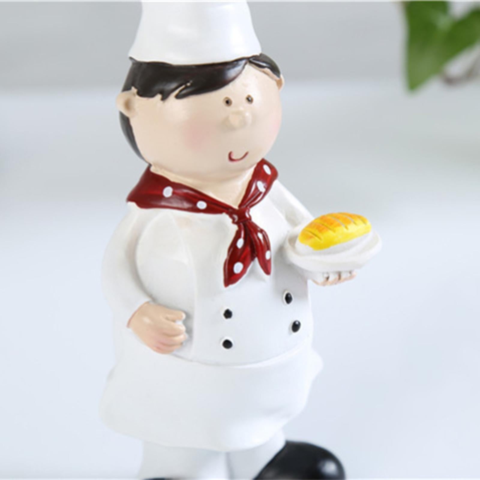 2 Pieces Couple Chef Figurine Sculptures Cook Statue Ornaments for Cottage