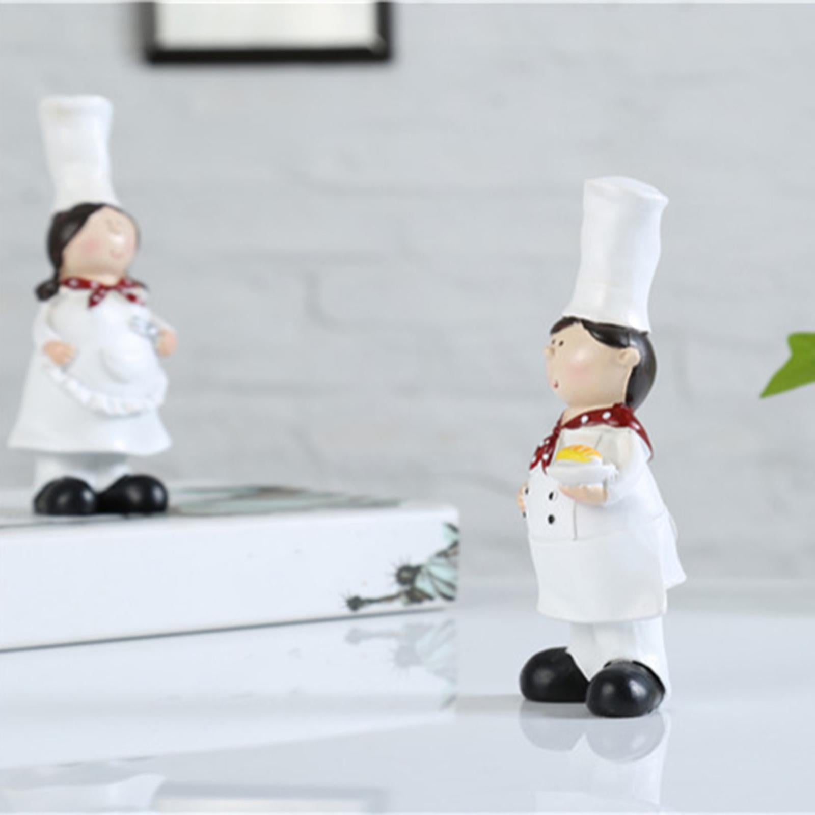 2 Pieces Couple Chef Figurine Sculptures Cook Statue Ornaments for Cottage