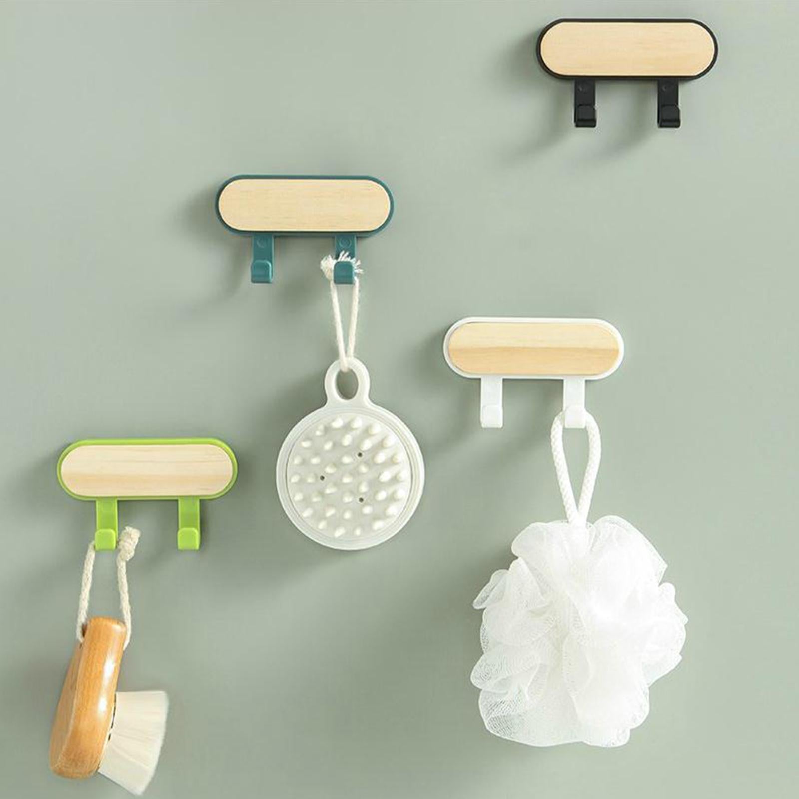 10x Wall Mounted Coat Racks Back Adhesive for Bathroom Bedroom 2 Hooks Green