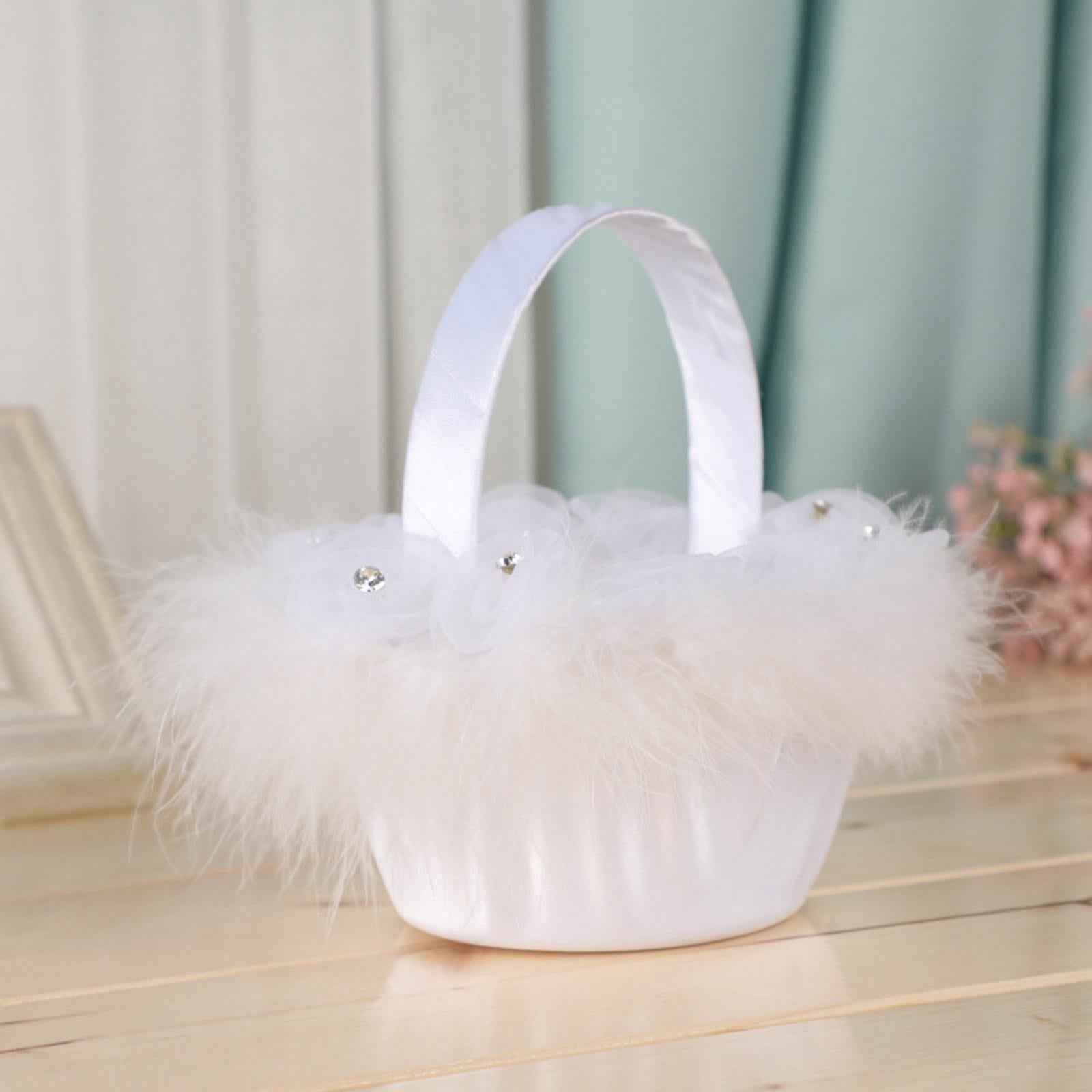 Romantic Wedding Flower Girl Basket Delicate for Wedding Ceremony Favors Style C