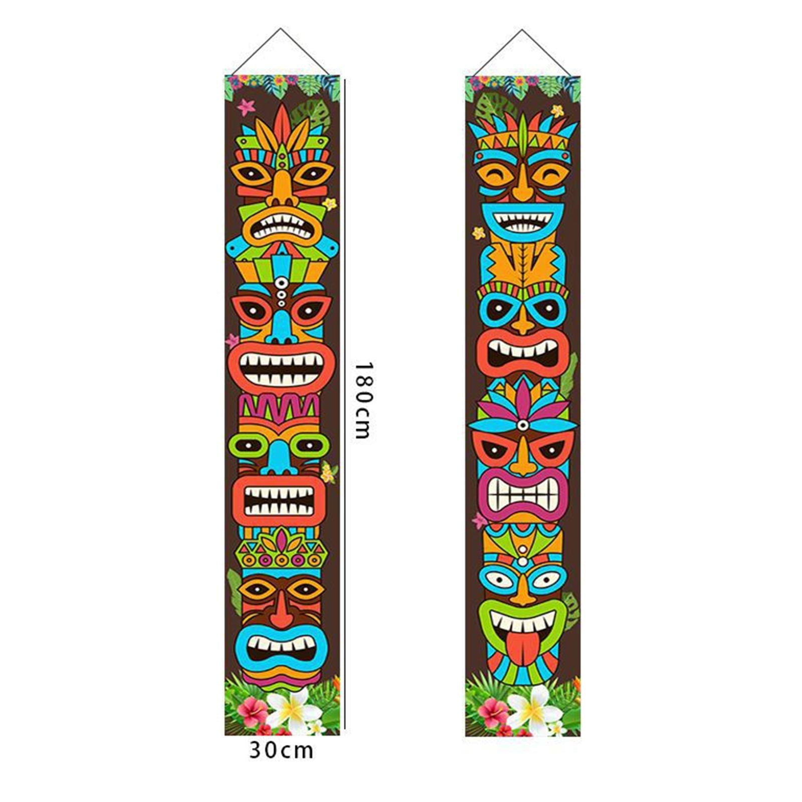 2Pack Banner Totem Selfie Scene for Hawaiian Luau Jungle Background Outdoor