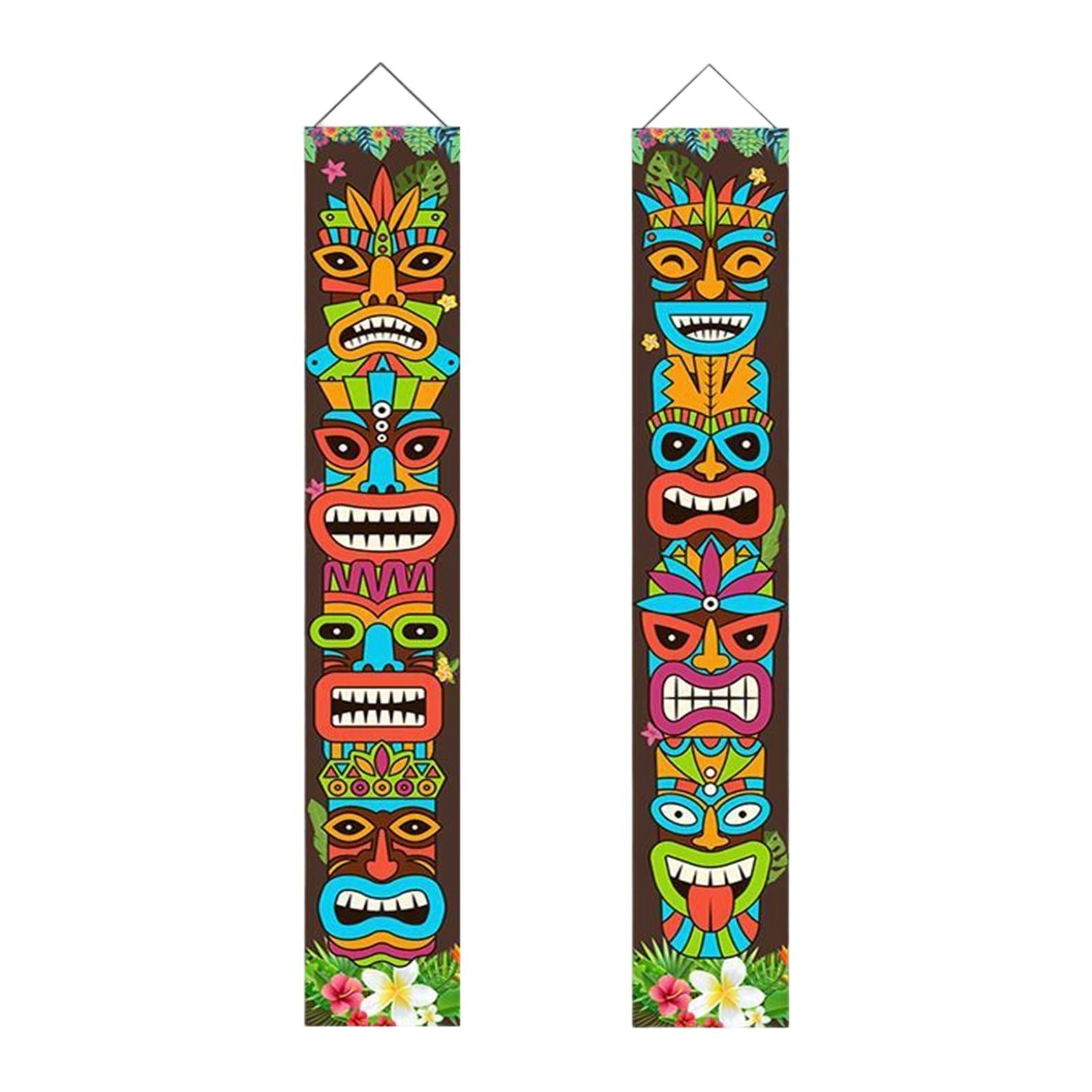 2Pack Banner Totem Selfie Scene for Hawaiian Luau Jungle Background Outdoor