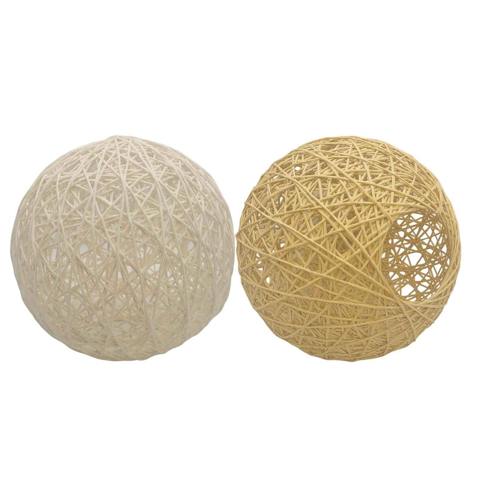 Woven Pendant Light Shade Lamp Cage Rattan Ball Lampshade for Farmer House White
