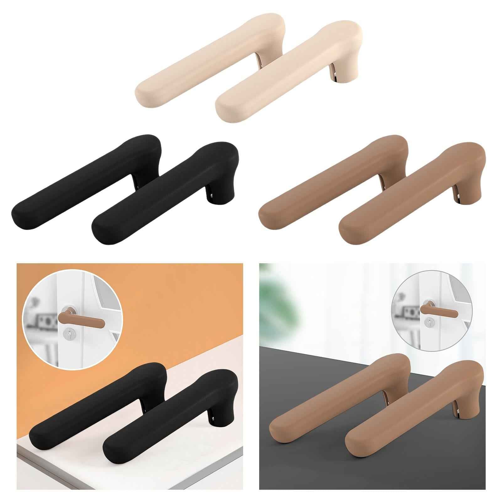 Door Handle Protective Cover Silicone Sleeve Anti Collision Door Knob Cover Coffee