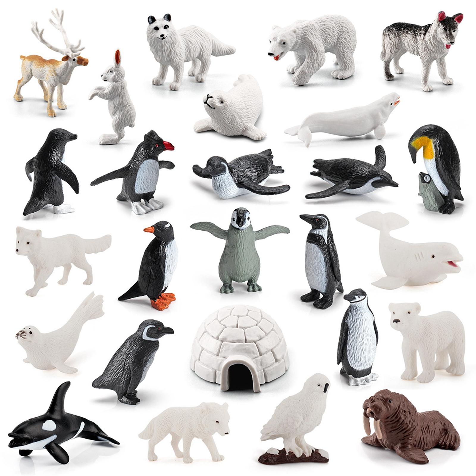 26x Mini Polar Animal Figurines Model for Collectibles Home Desktop Decor