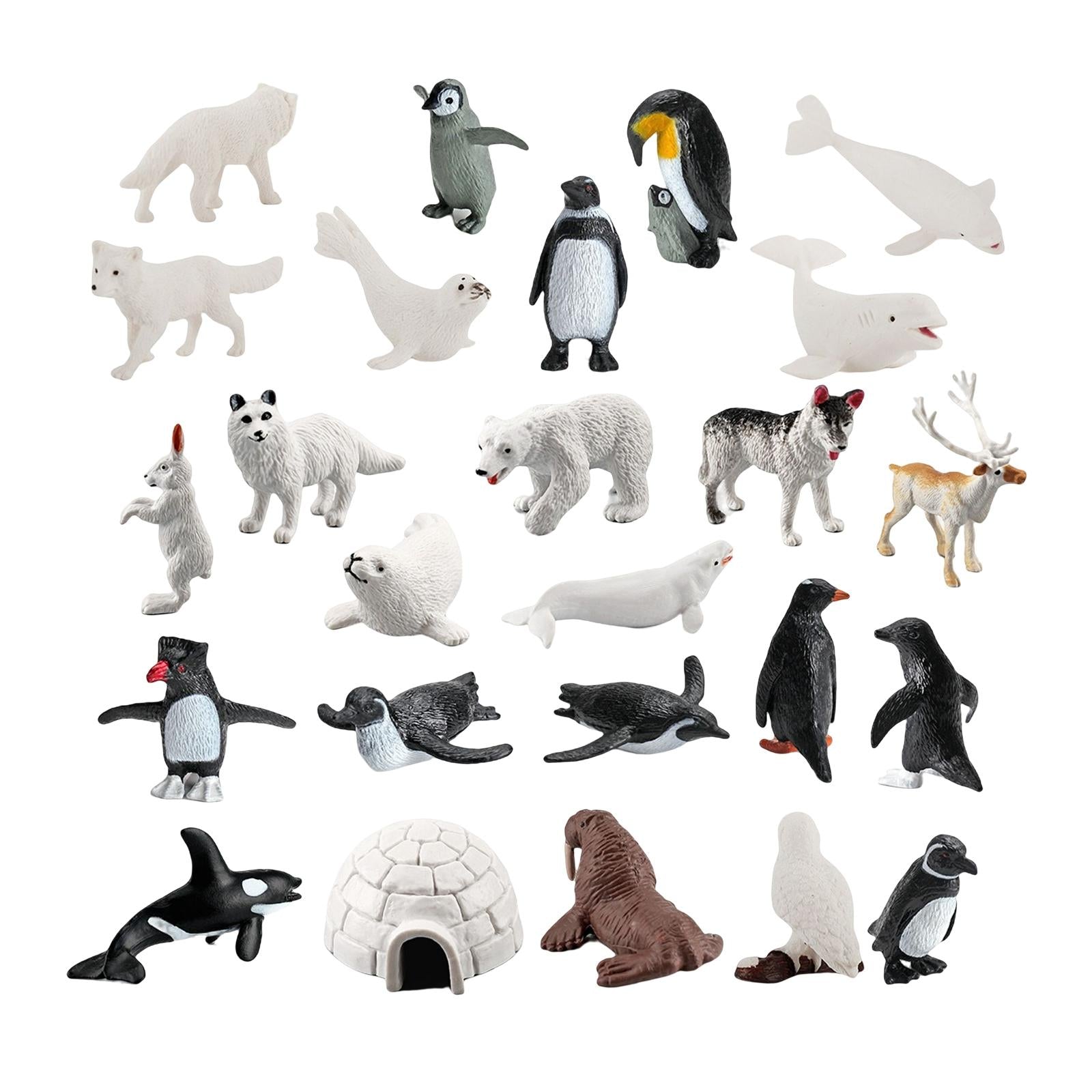 26x Mini Polar Animal Figurines Model for Collectibles Home Desktop Decor