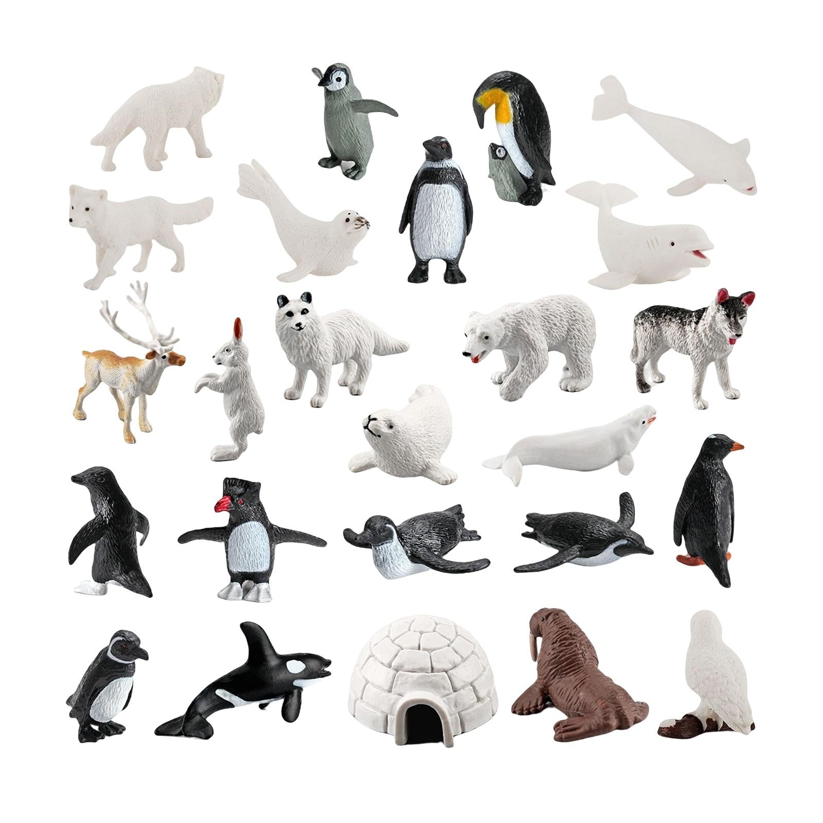 26x Mini Polar Animal Figurines Model for Collectibles Home Desktop Decor