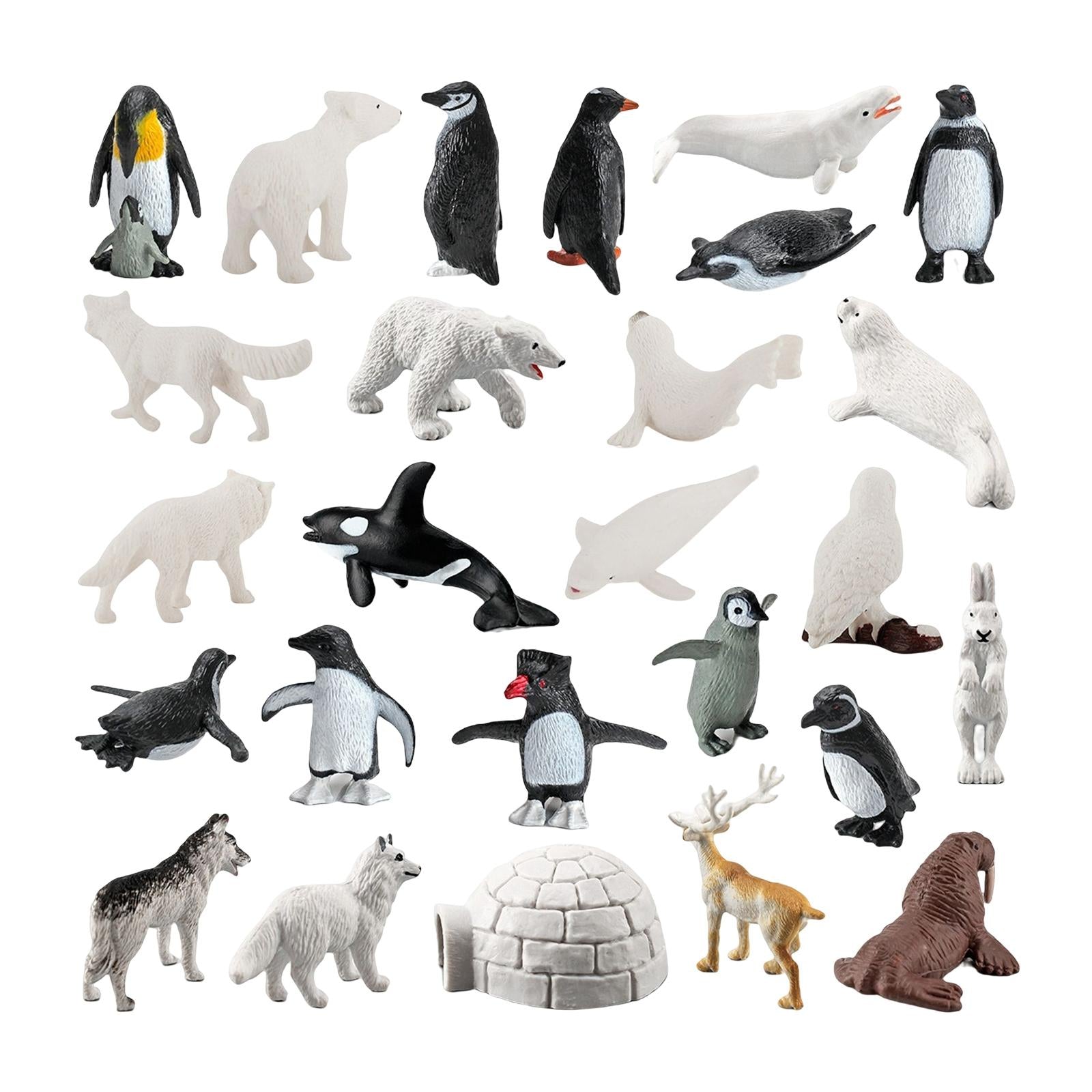 26x Mini Polar Animal Figurines Model for Collectibles Home Desktop Decor