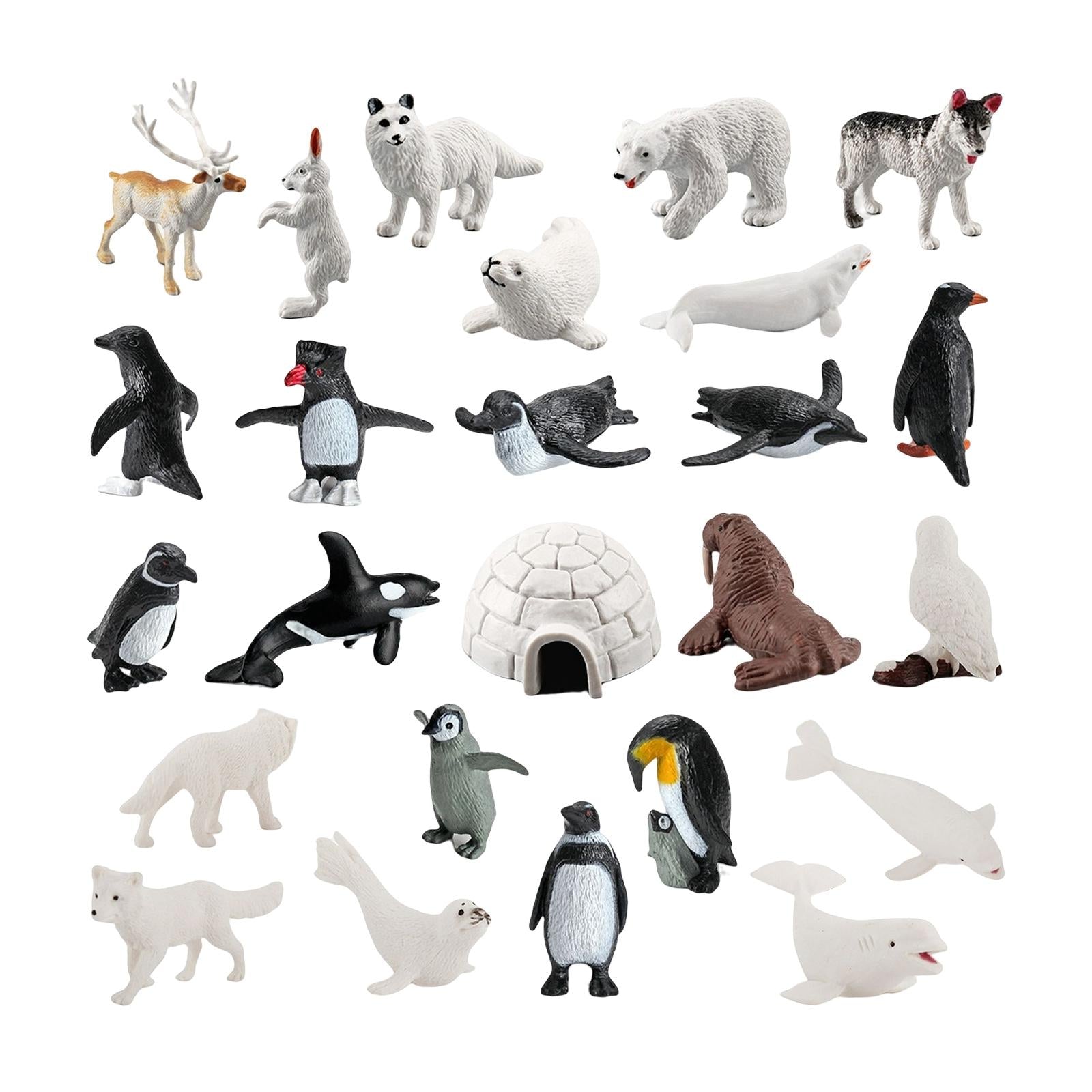 26x Mini Polar Animal Figurines Model for Collectibles Home Desktop Decor