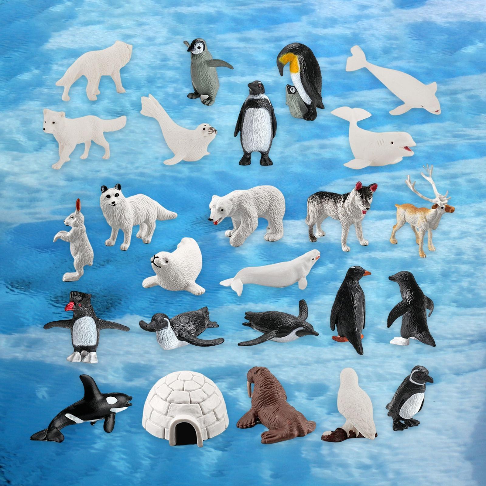 26x Mini Polar Animal Figurines Model for Collectibles Home Desktop Decor