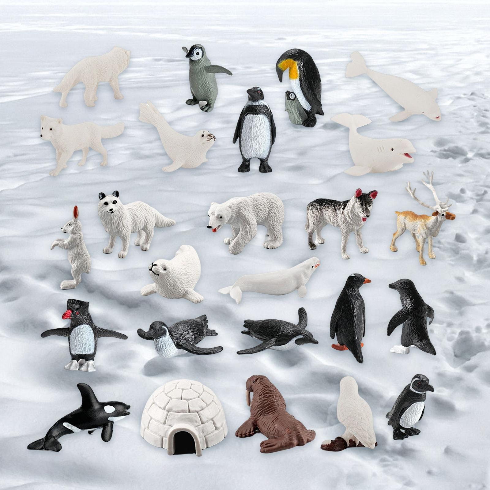 26x Mini Polar Animal Figurines Model for Collectibles Home Desktop Decor