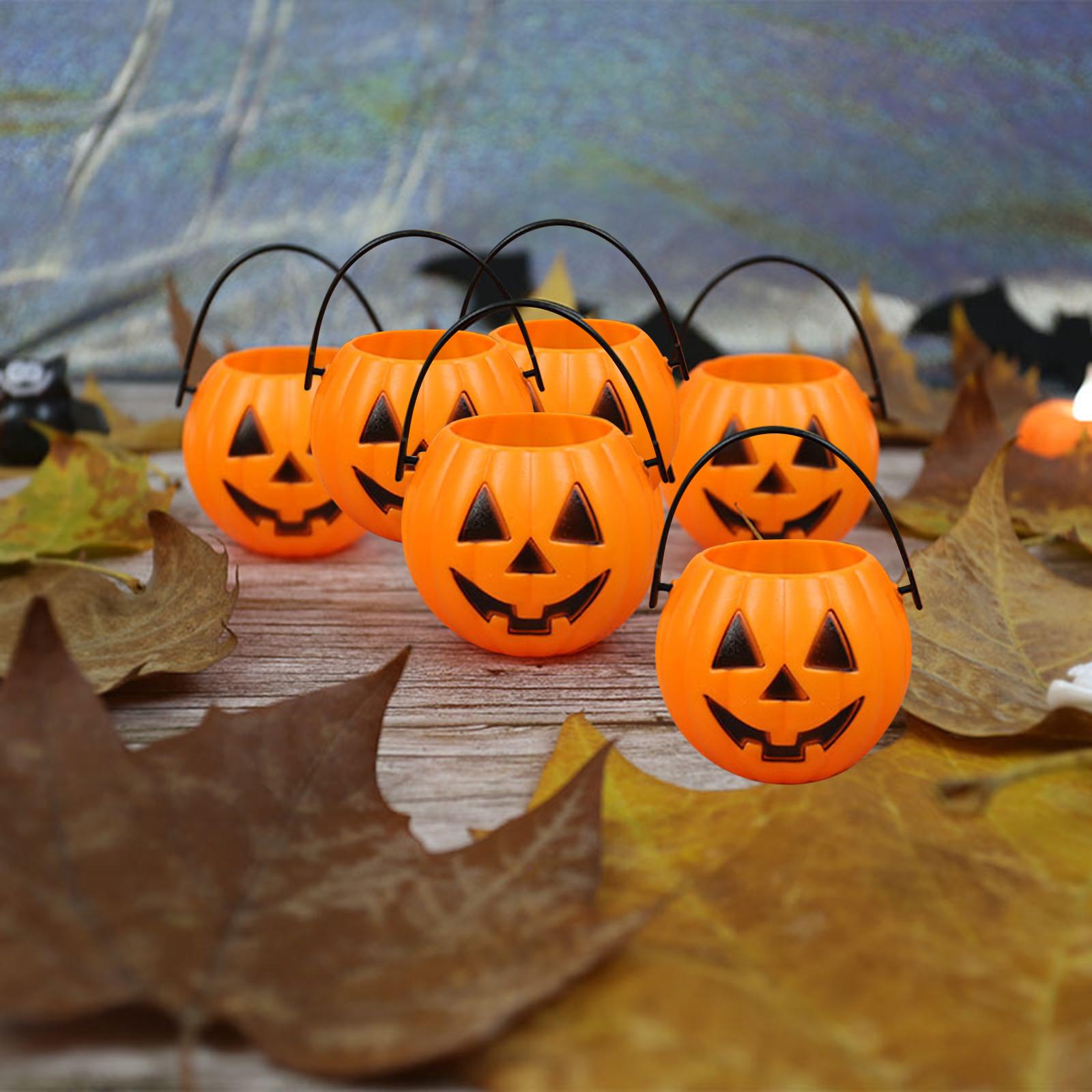 2x6x Halloween Pumpkin Buckets Props Decor for Favors Banquet Holiday