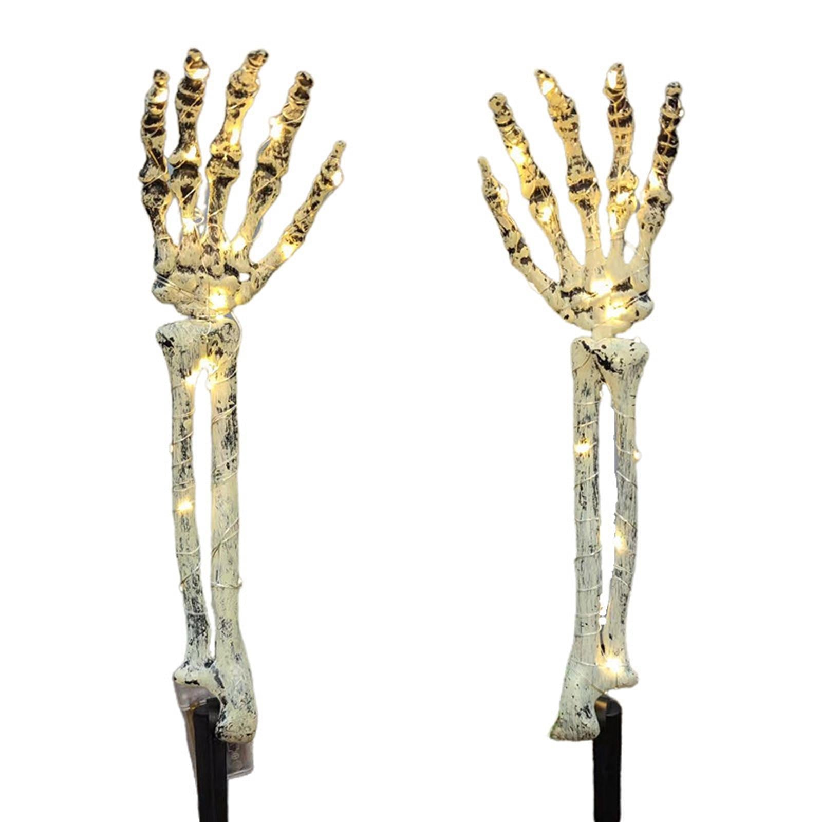 2Pcs Halloween Skeleton Arm Stakes Lights LED Ground Lamp for Festival Decor