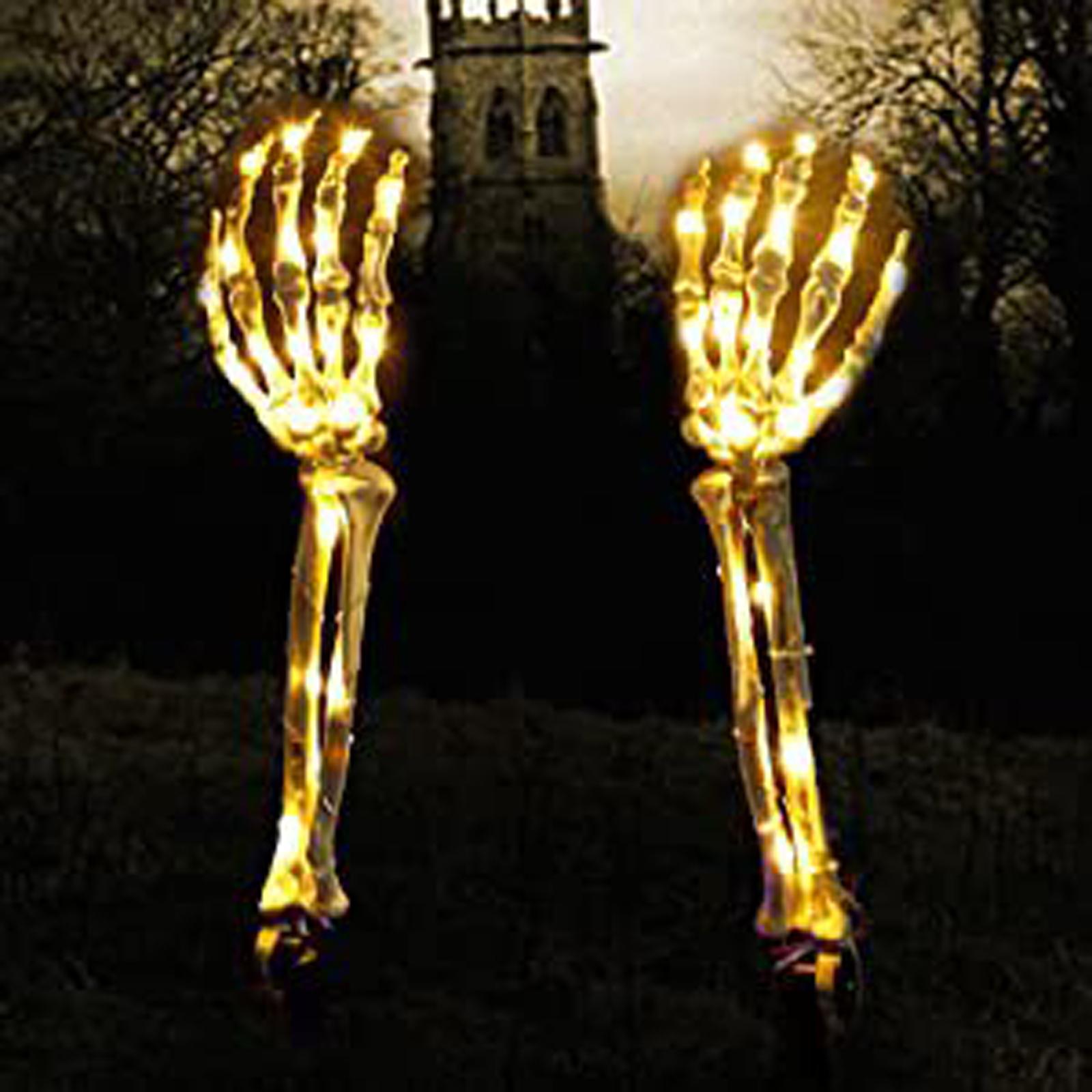 2Pcs Halloween Skeleton Arm Stakes Lights LED Ground Lamp for Festival Decor