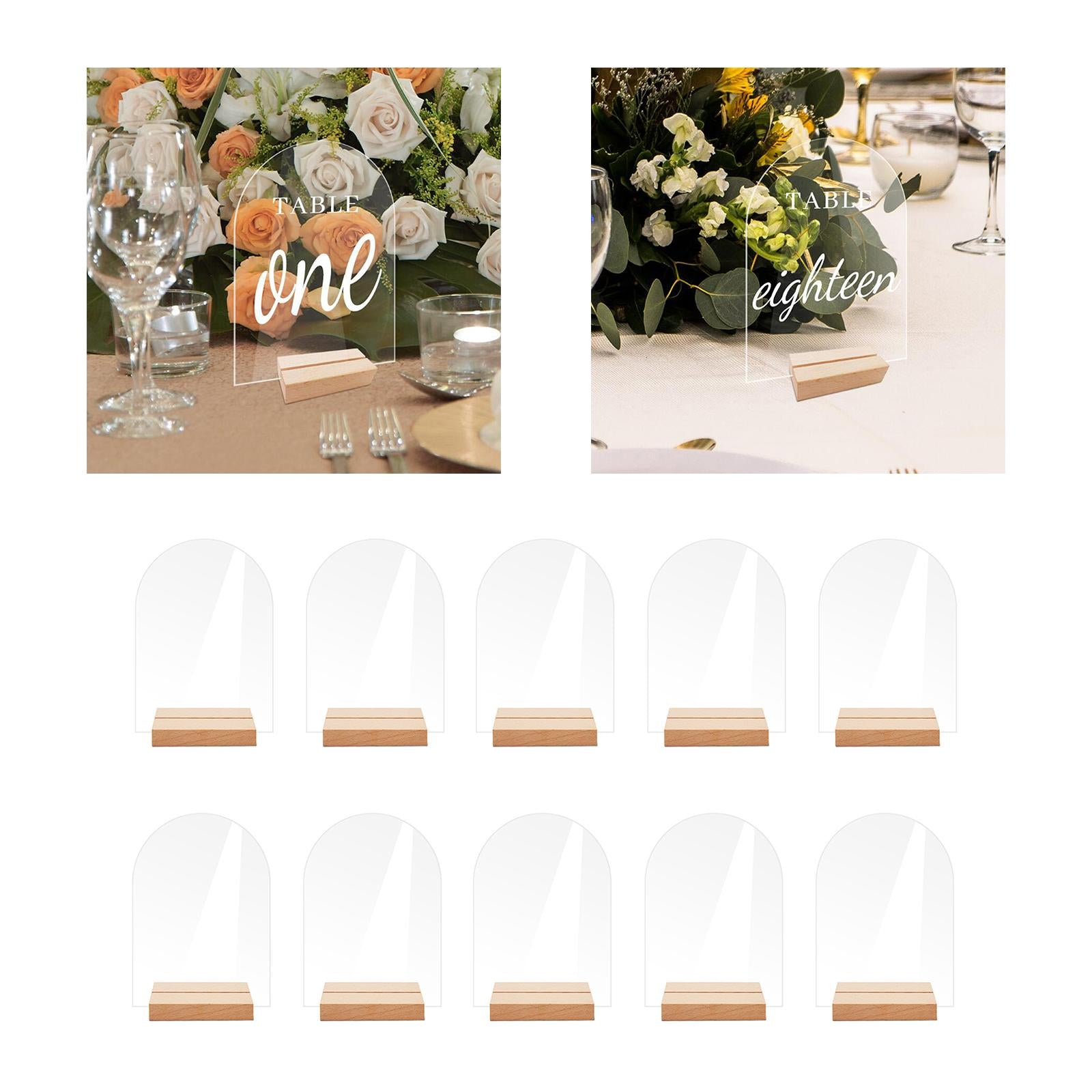 10x Clear Acrylic Place Cards Seating Cards with Stand for Wedding Reception 10cmx0.2cmx14cm