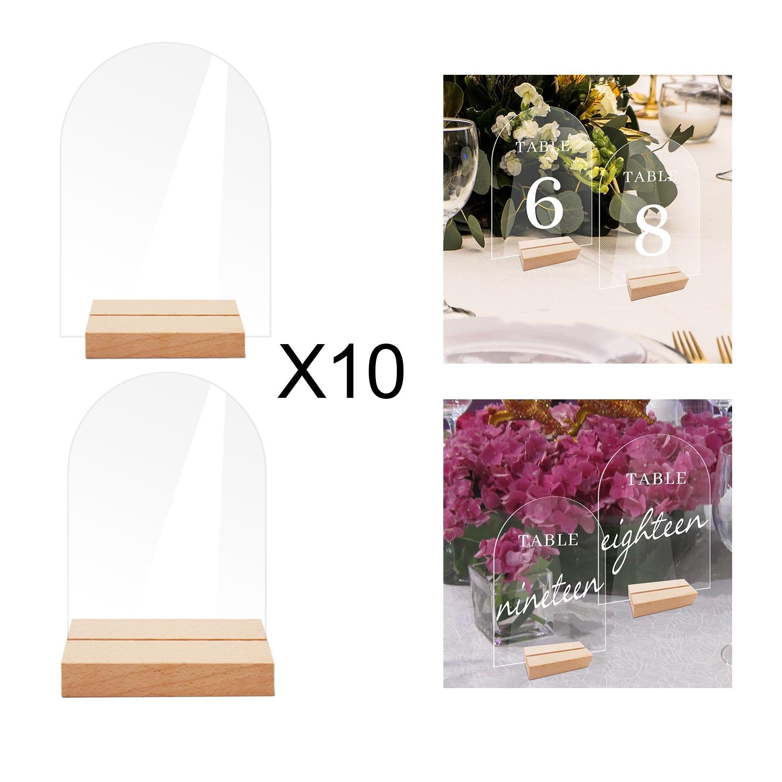 10x Clear Acrylic Place Cards Seating Cards with Stand for Wedding Reception 10cmx0.2cmx14cm