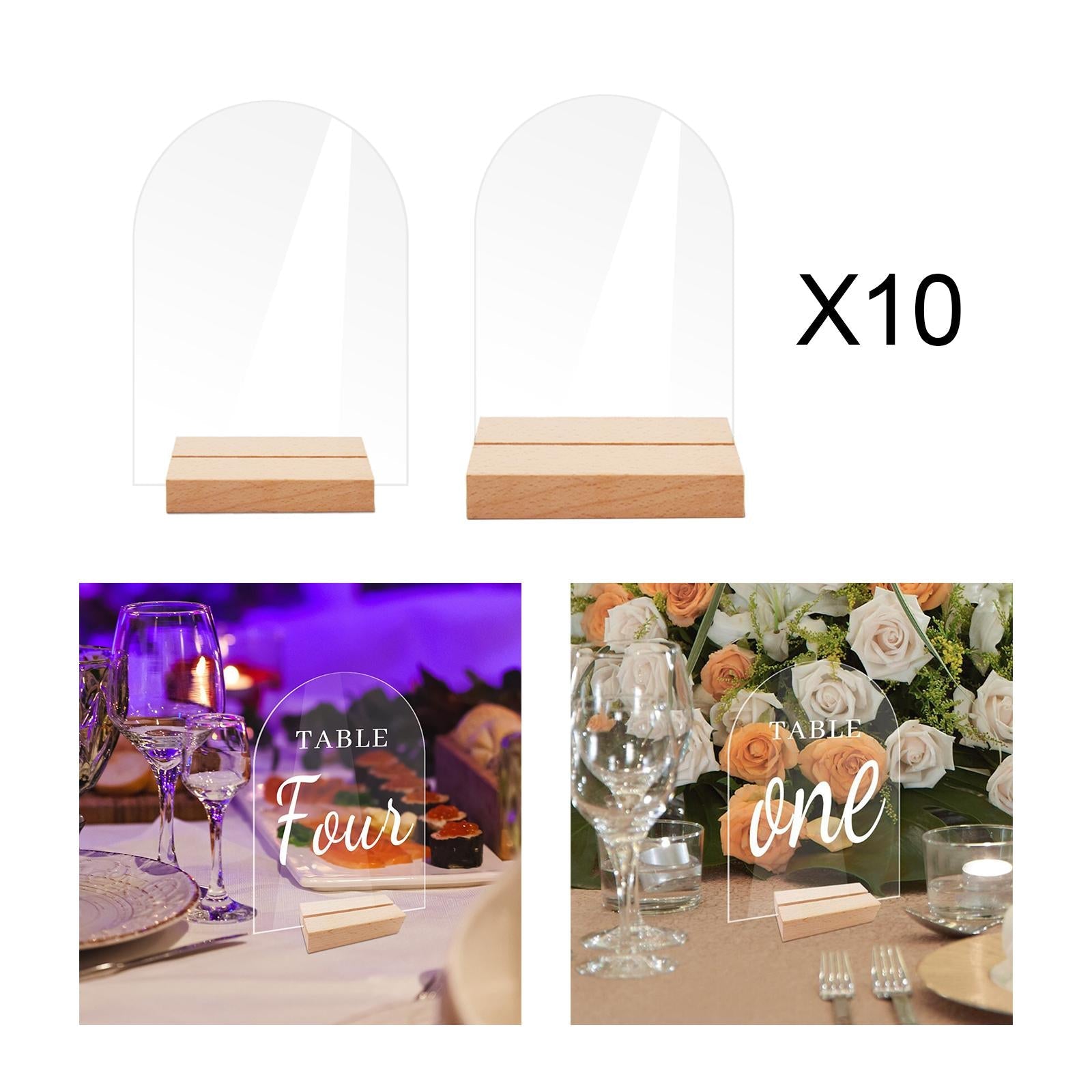 10x Clear Acrylic Place Cards Seating Cards with Stand for Wedding Reception 10cmx0.2cmx14cm