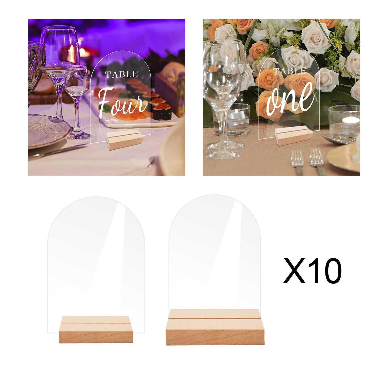 10x Clear Acrylic Place Cards Seating Cards with Stand for Wedding Reception 10cmx0.2cmx14cm