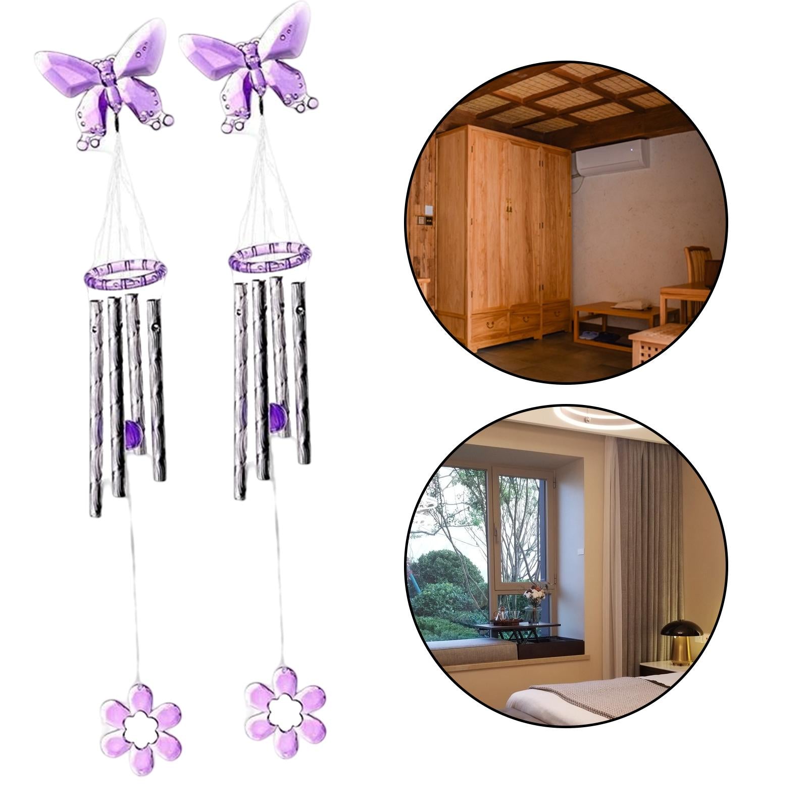 2Pcs 16inch Windchimes Props Decorative Wind Chimes for Outdoor Home Window