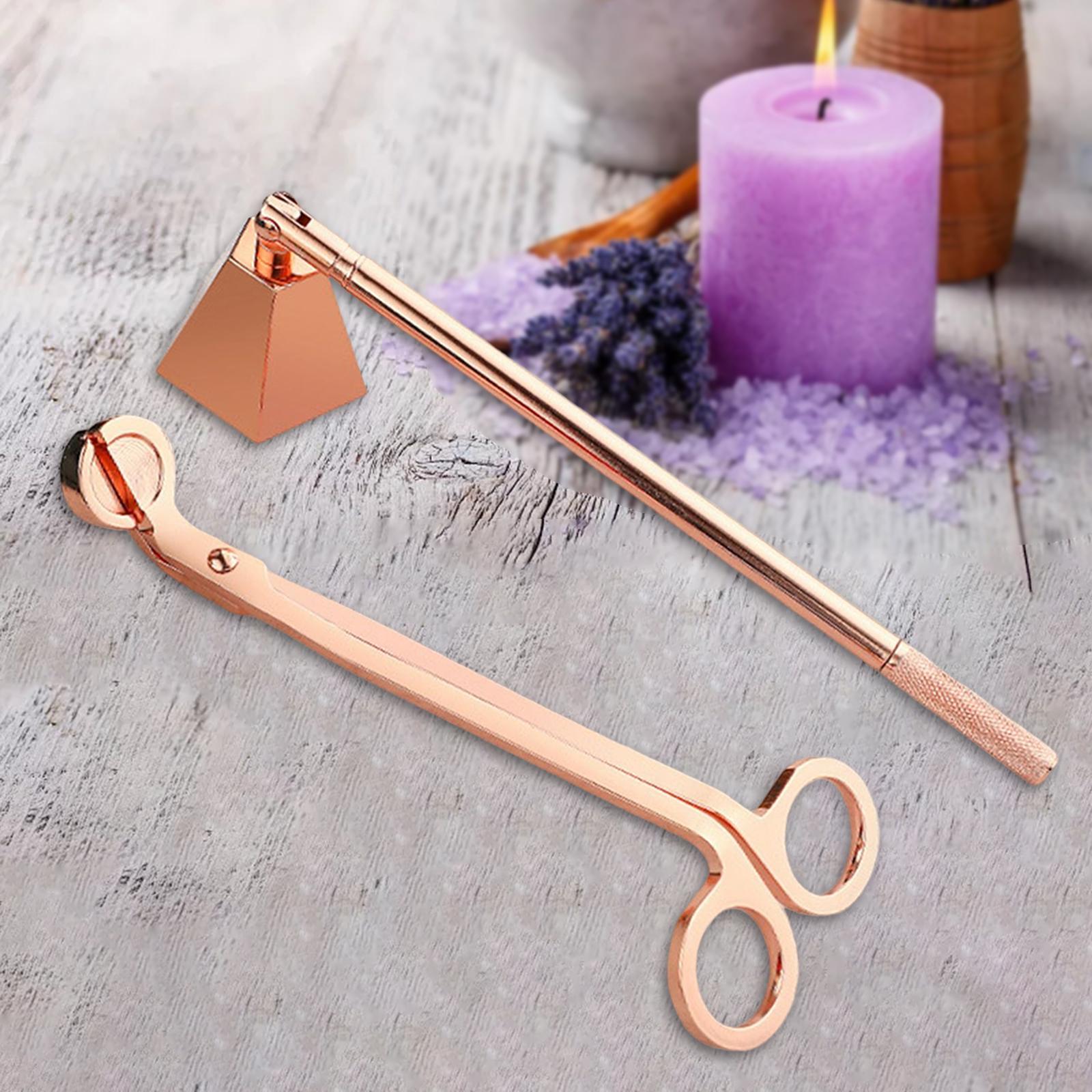 2 in 1 Candle Snuffer Wick Trimmer Cutter Stainless Steel Home Decor Rose Gold