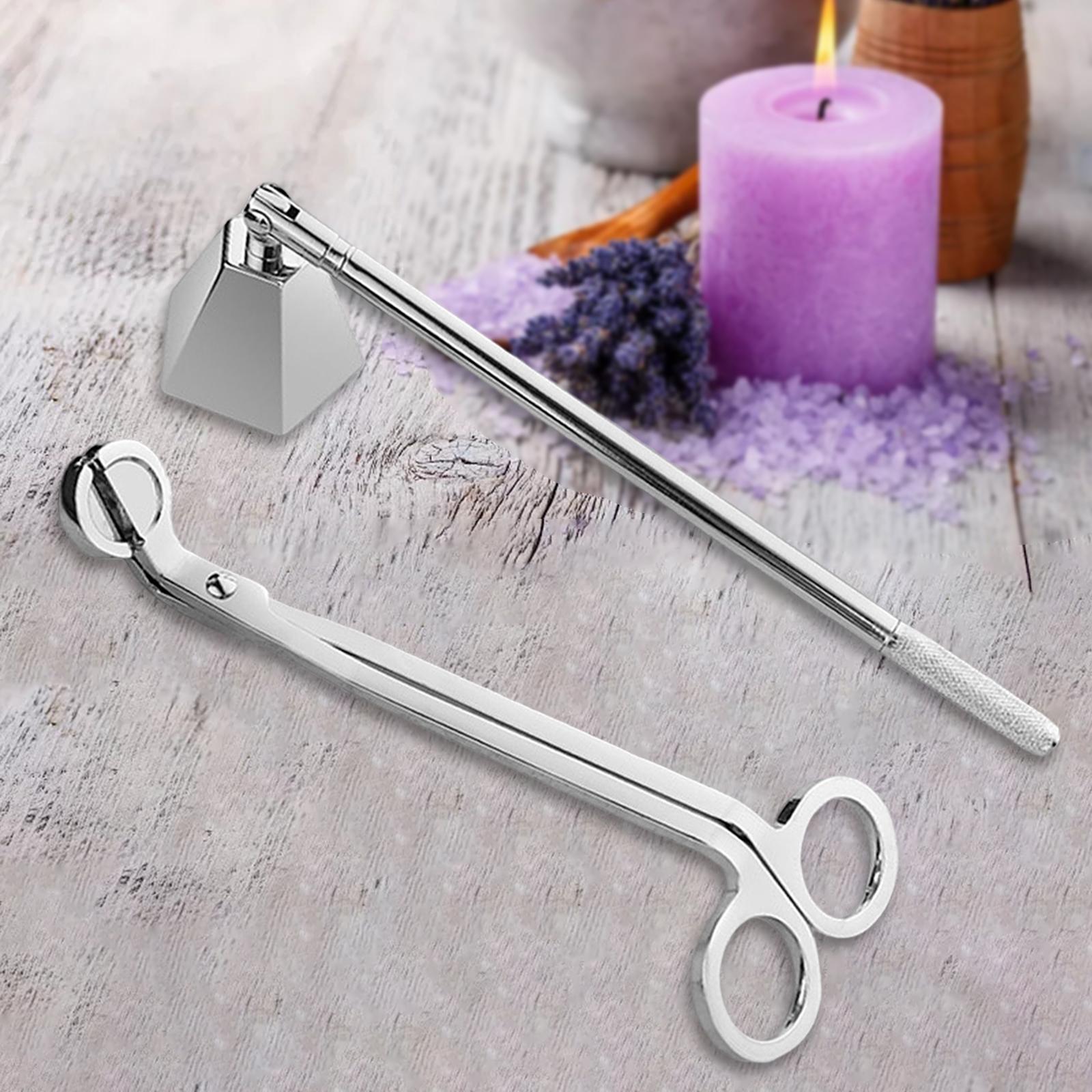 2 in 1 Candle Snuffer Wick Trimmer Cutter Stainless Steel Home Decor Silver