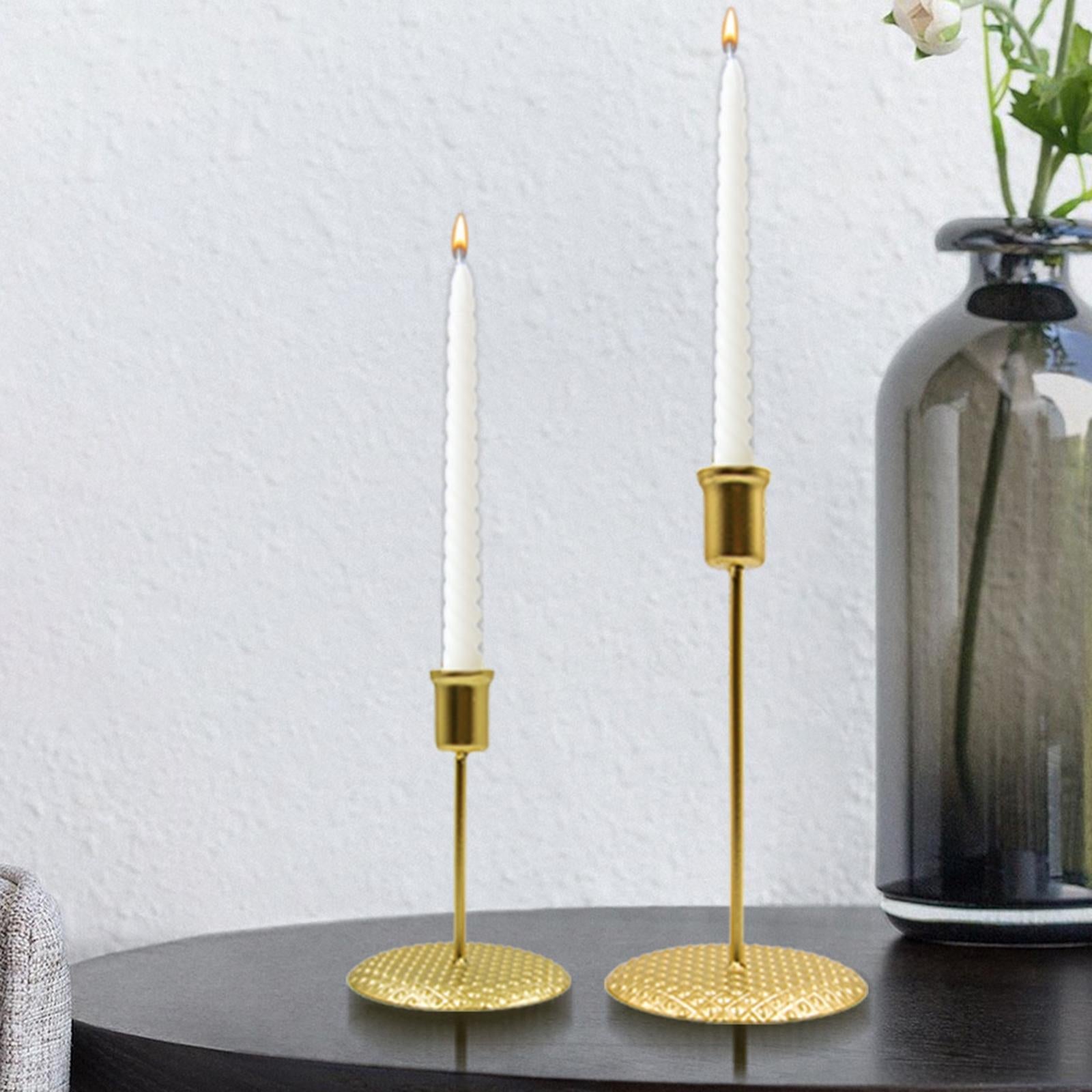 2Pieces Candlestick Candle Stand Iron Candle Holder for Church Decoration Gold