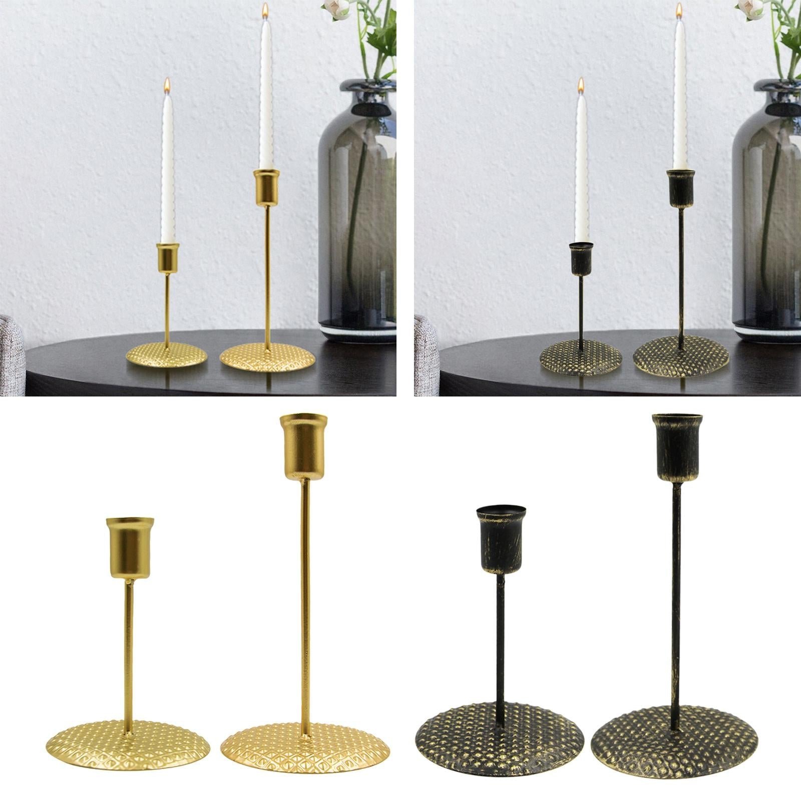 2Pieces Candlestick Candle Stand Iron Candle Holder for Church Decoration Gold