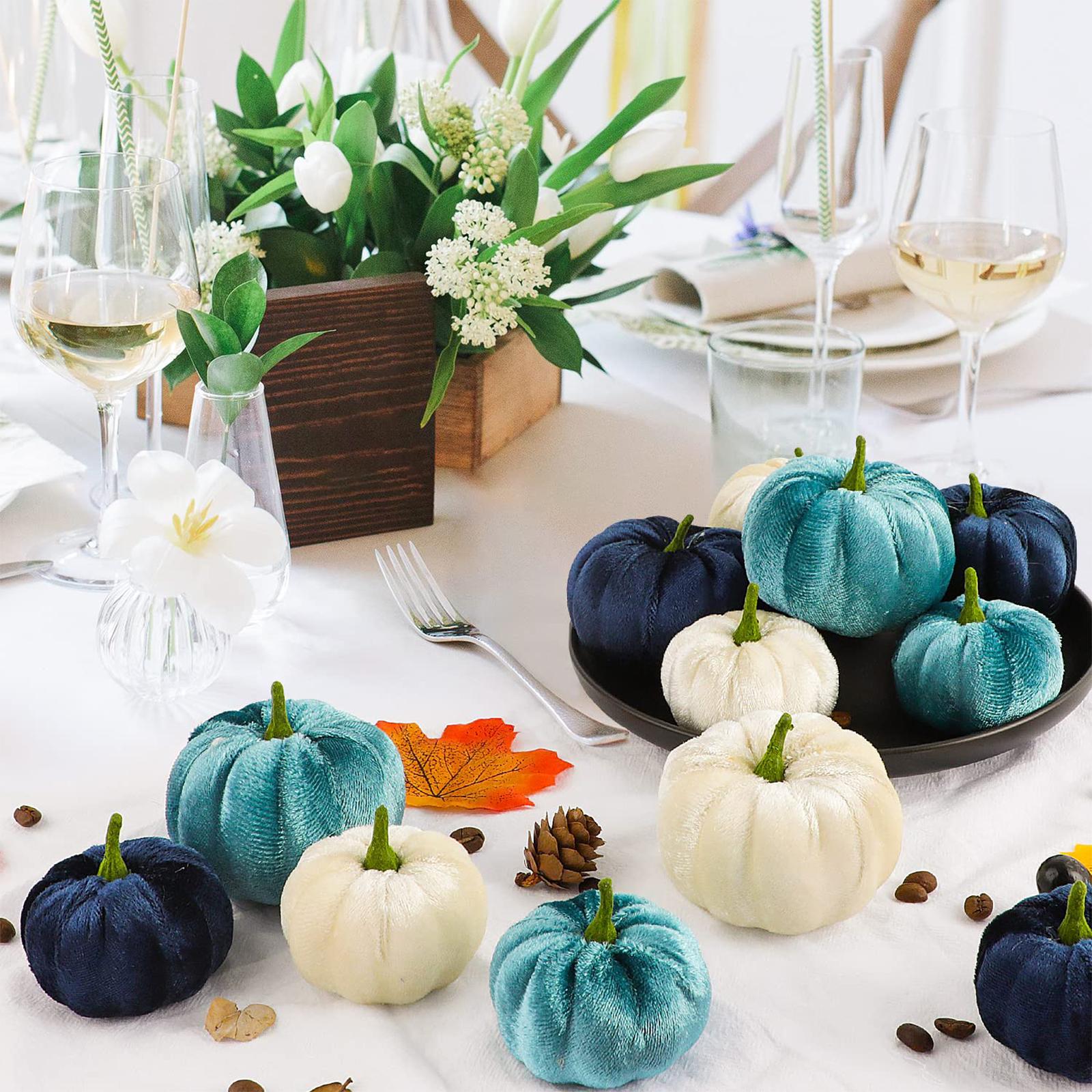 12Pcs Velvet Pumpkins Basket Filler Decorative Pumpkins for Autumn Decor