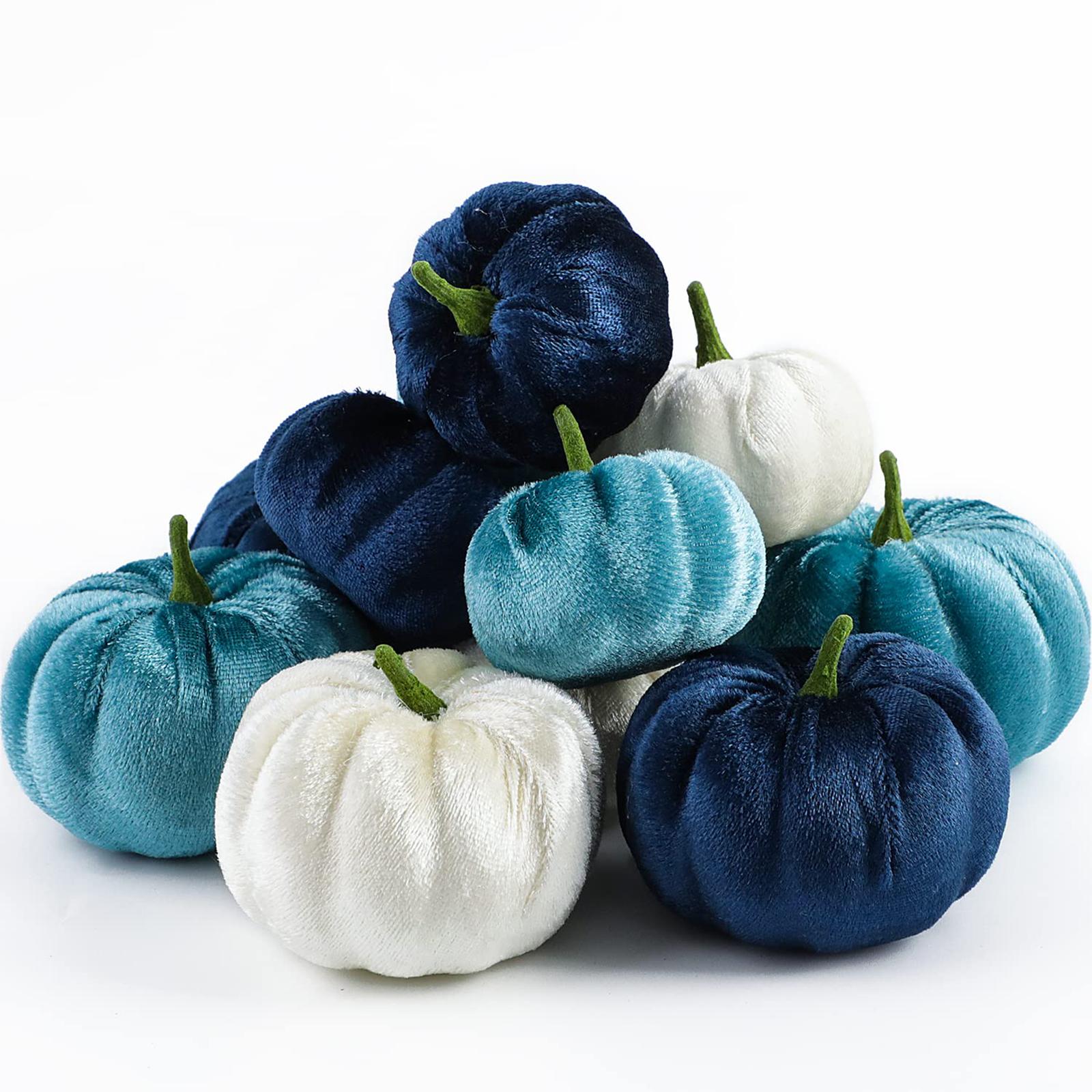 12Pcs Velvet Pumpkins Basket Filler Decorative Pumpkins for Autumn Decor