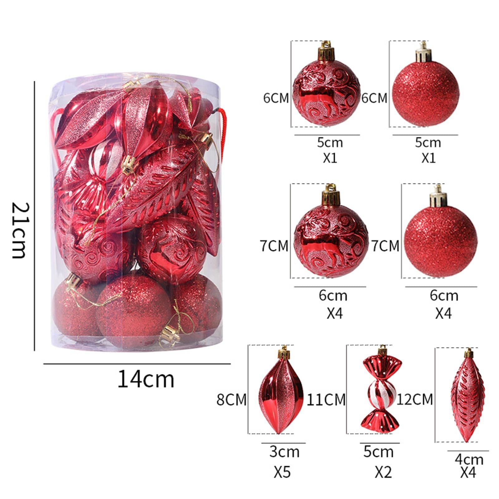 21 Pieces Christmas Balls Ornaments Baubles for Indoor Party Anniversary Red