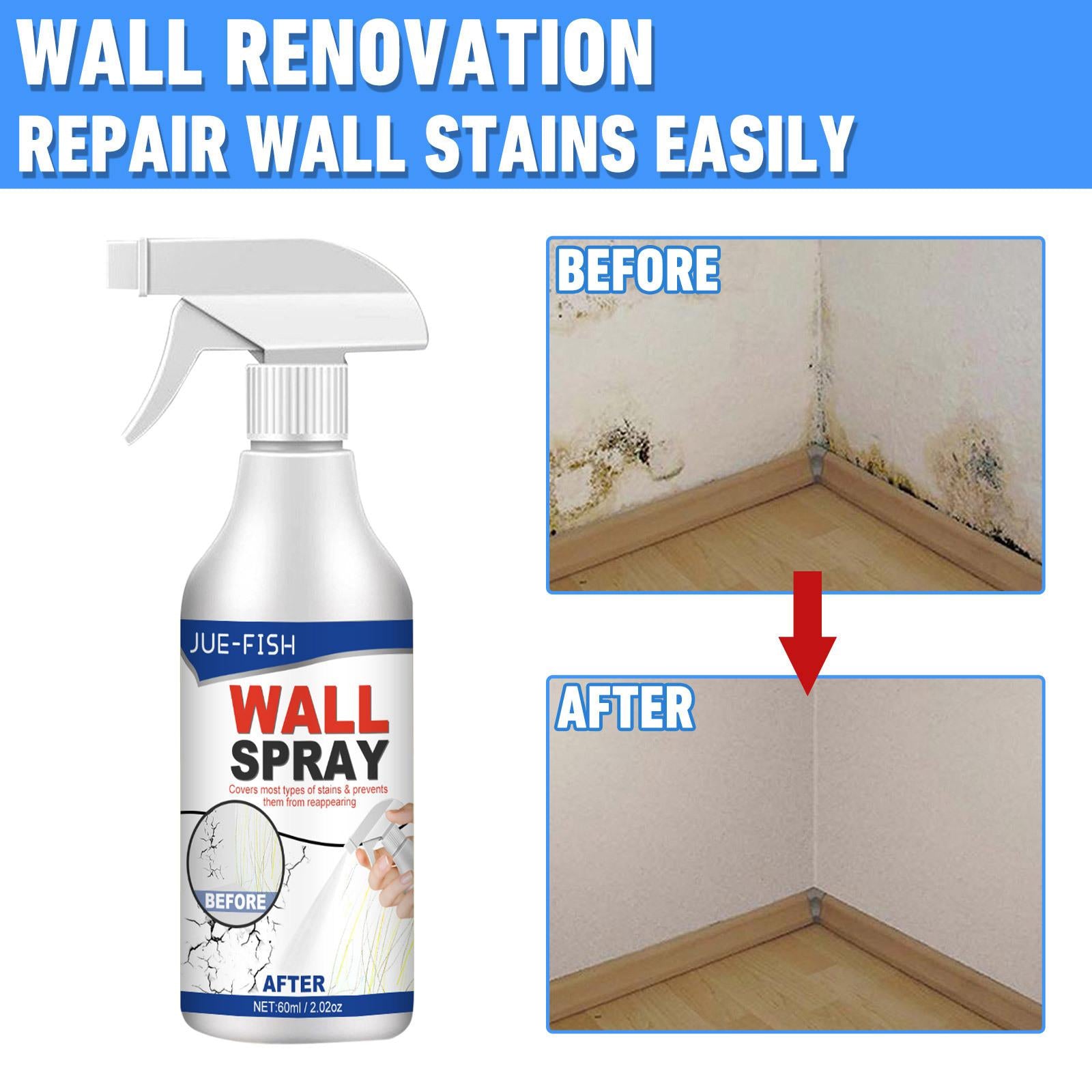 4xWall Spray Paint Graffiti Repair Mending Stain for Bedroom Bathroom