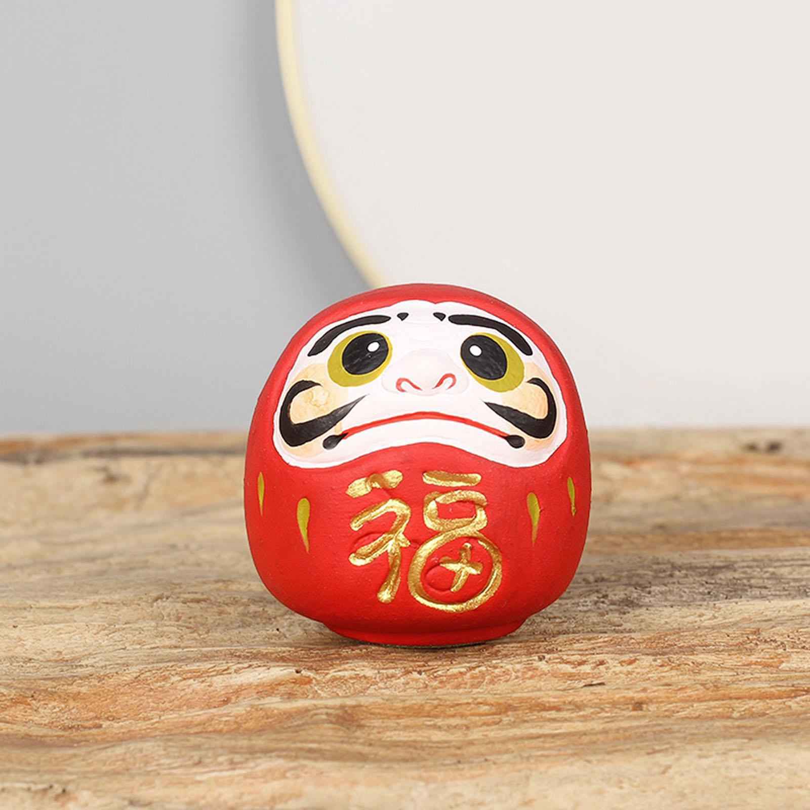 Daruma Doll Statue Craft Decorative for Table Bookshelf Decor Red