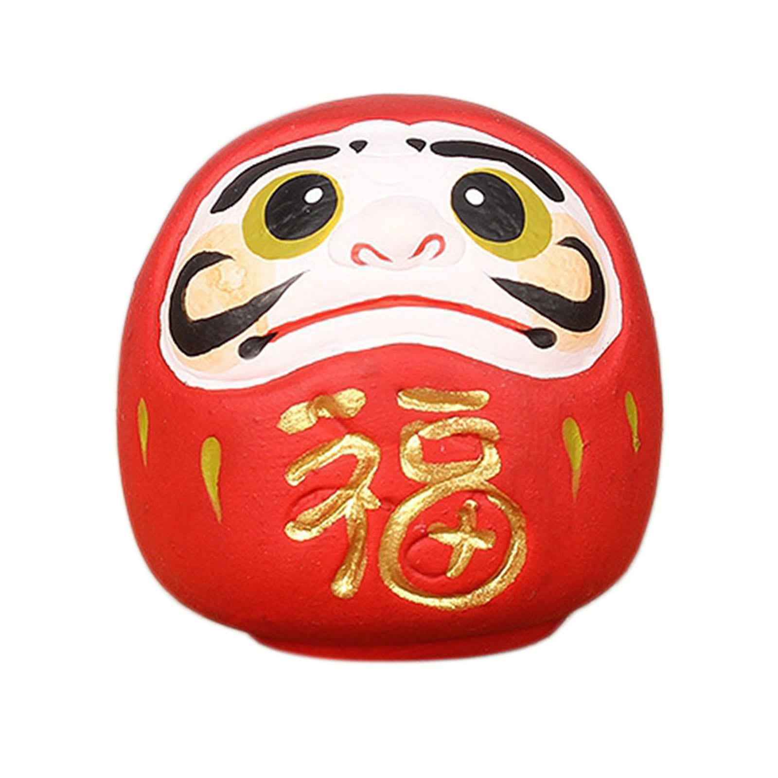 Daruma Doll Statue Craft Decorative for Table Bookshelf Decor Red