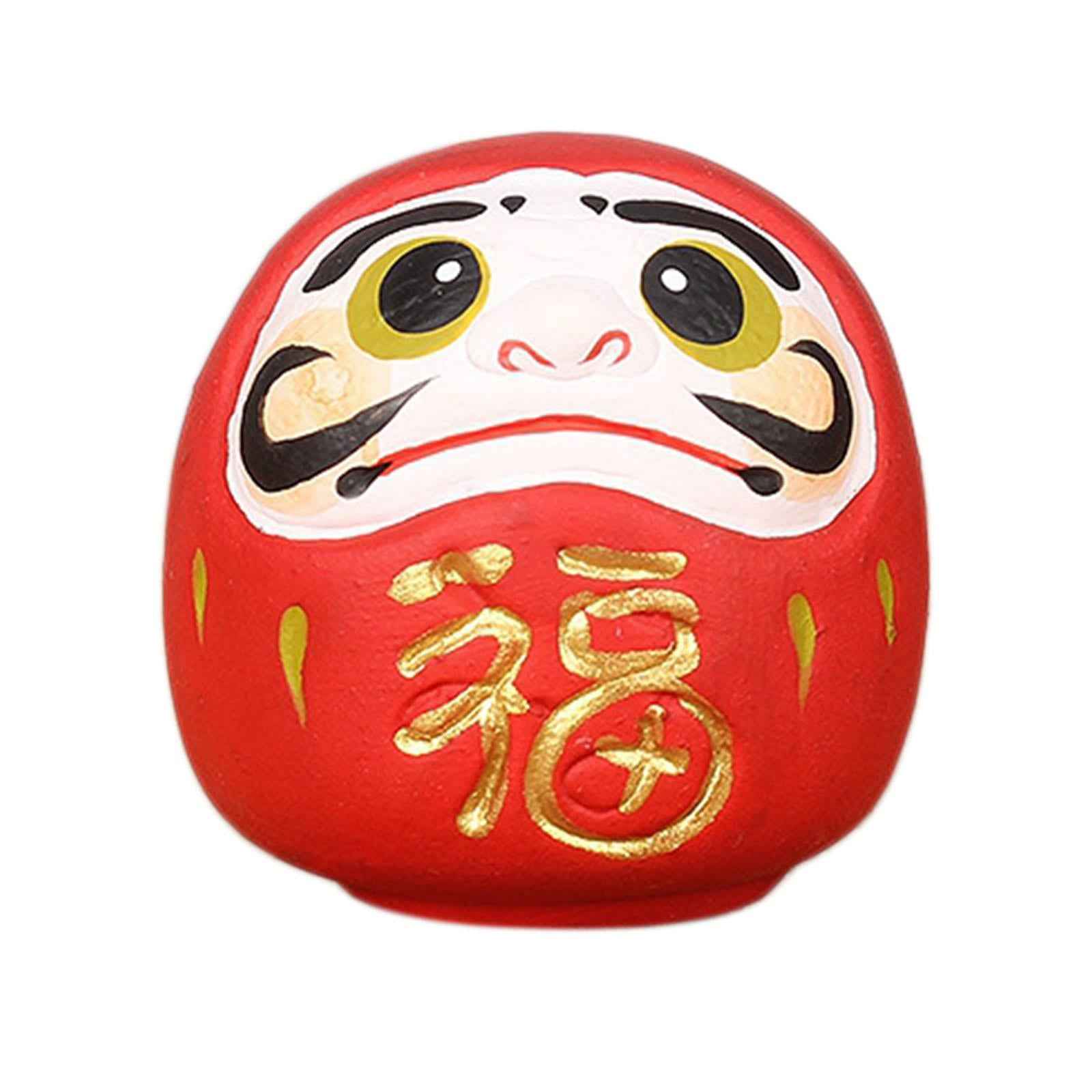 Daruma Doll Statue Craft Decorative for Table Bookshelf Decor Red