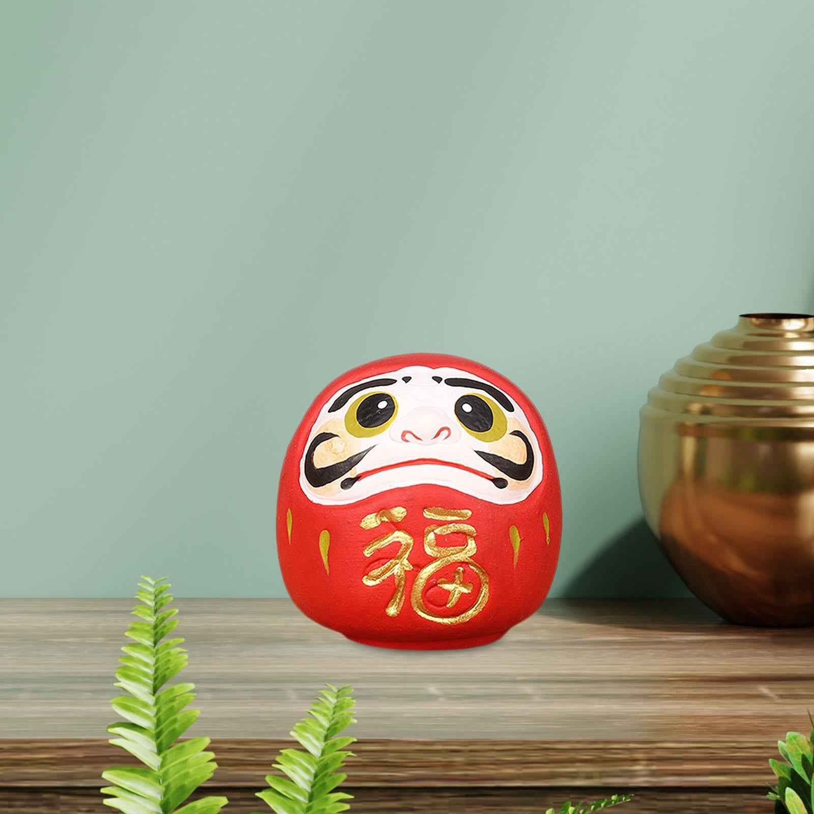 Daruma Doll Statue Craft Decorative for Table Bookshelf Decor Red