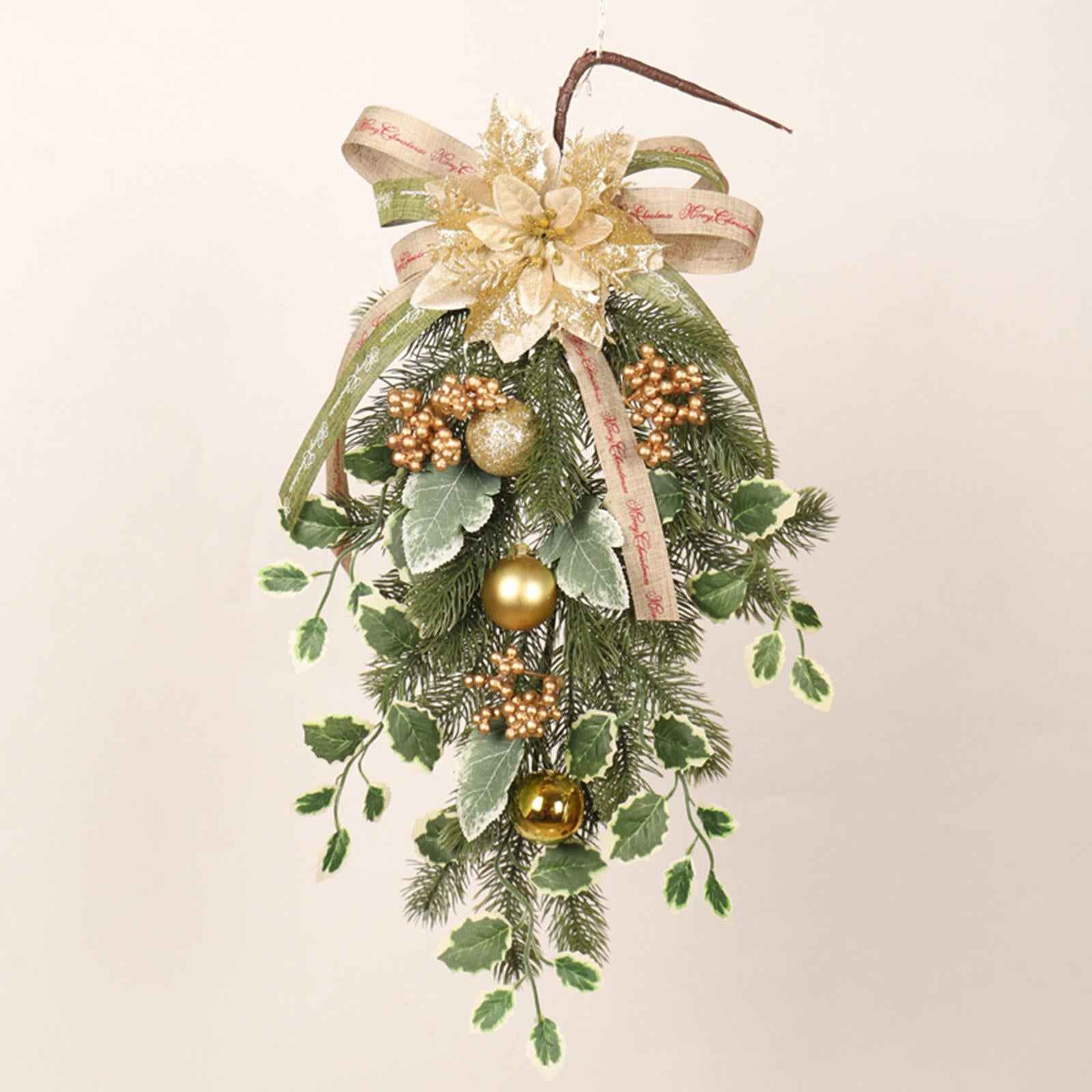 Christmas Teardrop Swag Flower Wreath for Farmhouse Spring Summer Decoration